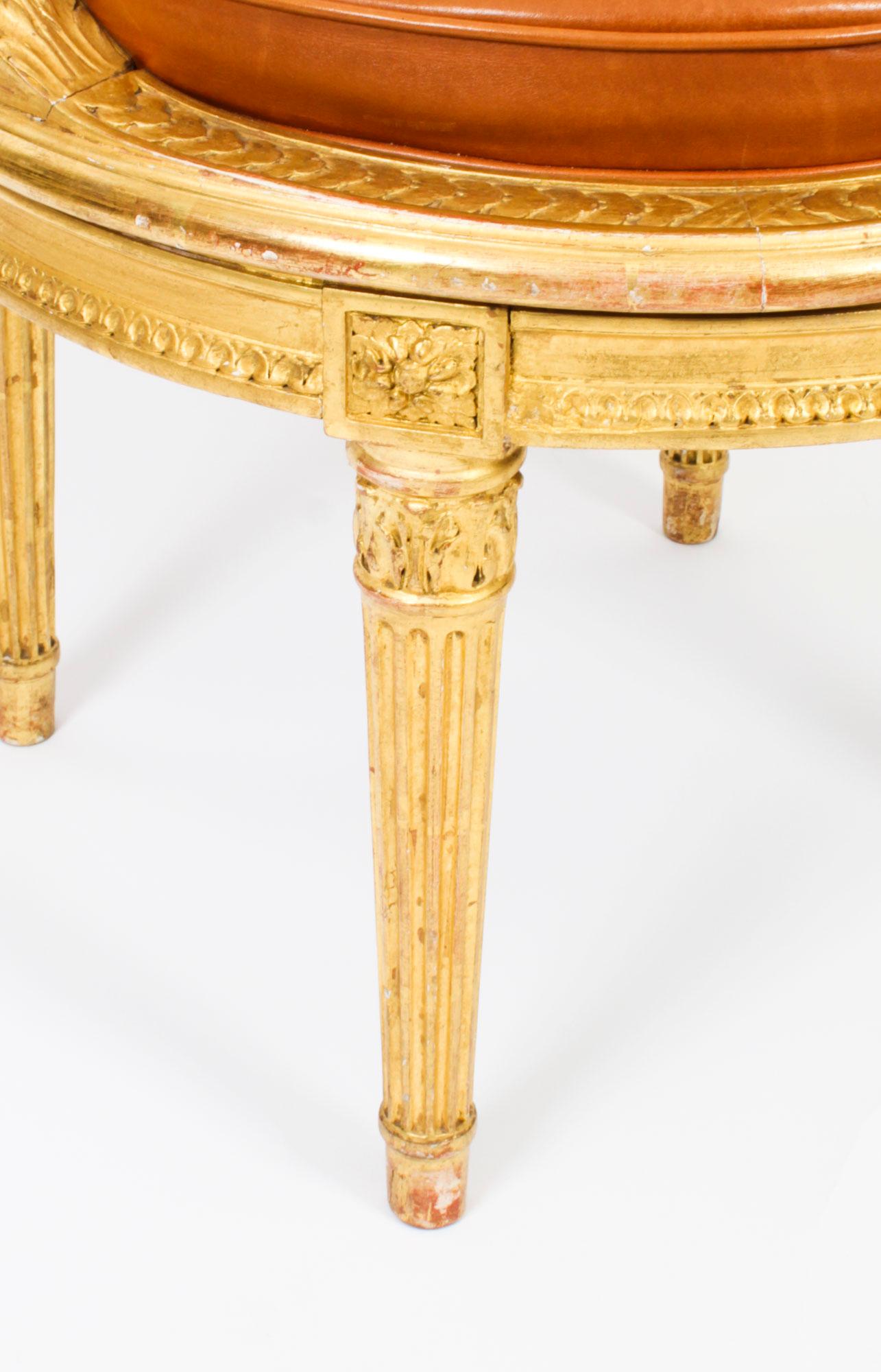 Antique French Louis Revival Revolving Fauteuil de Bureau Desk Chair 19th C. 3