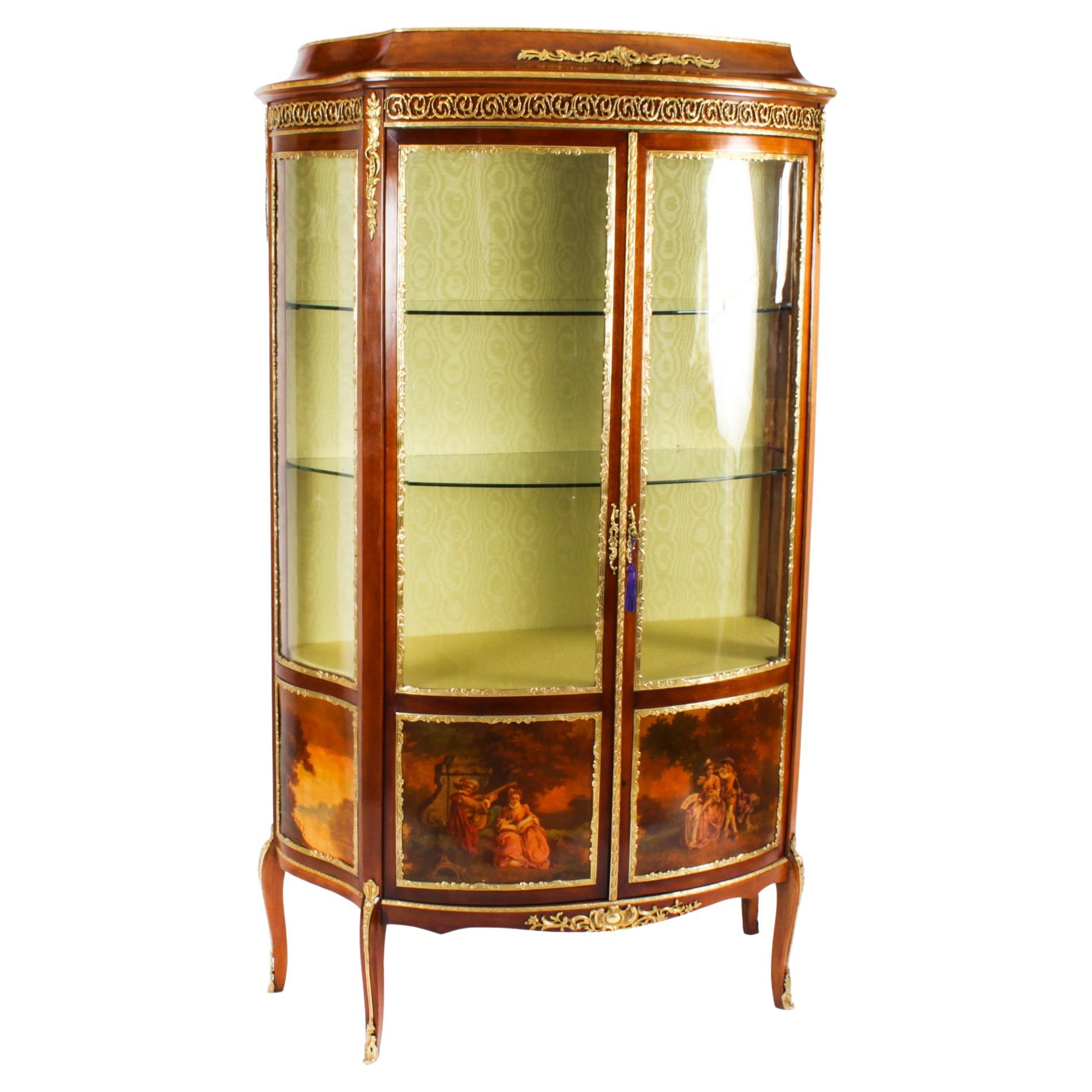 Antique French Louis Revival Vernis Martin Display Cabinet 19th Century For Sale