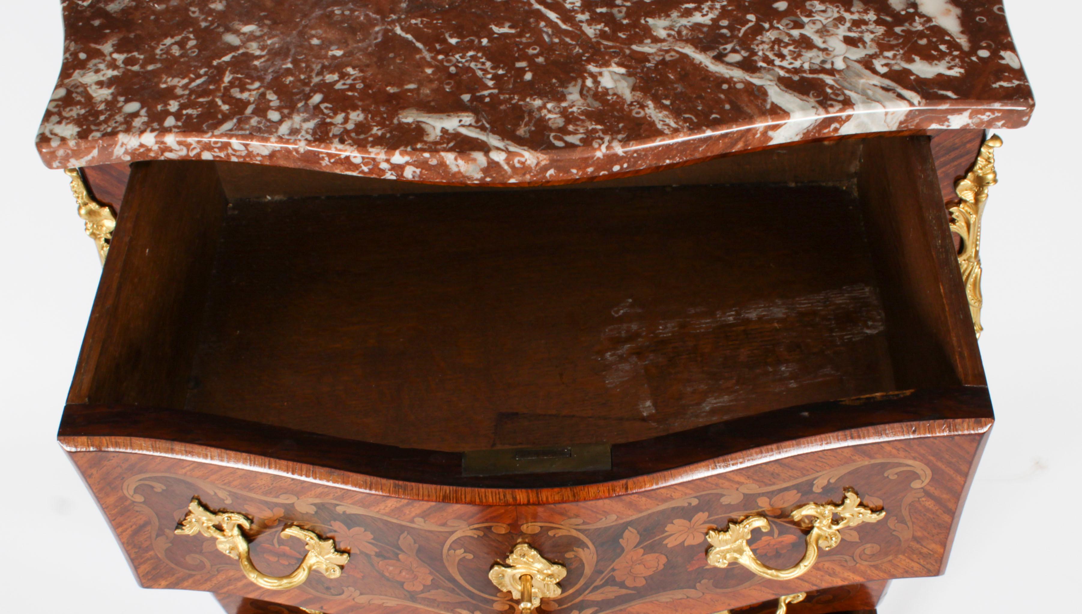 Antique French Louis Revival Walnut Marquetry Commode 19th Century For Sale 9