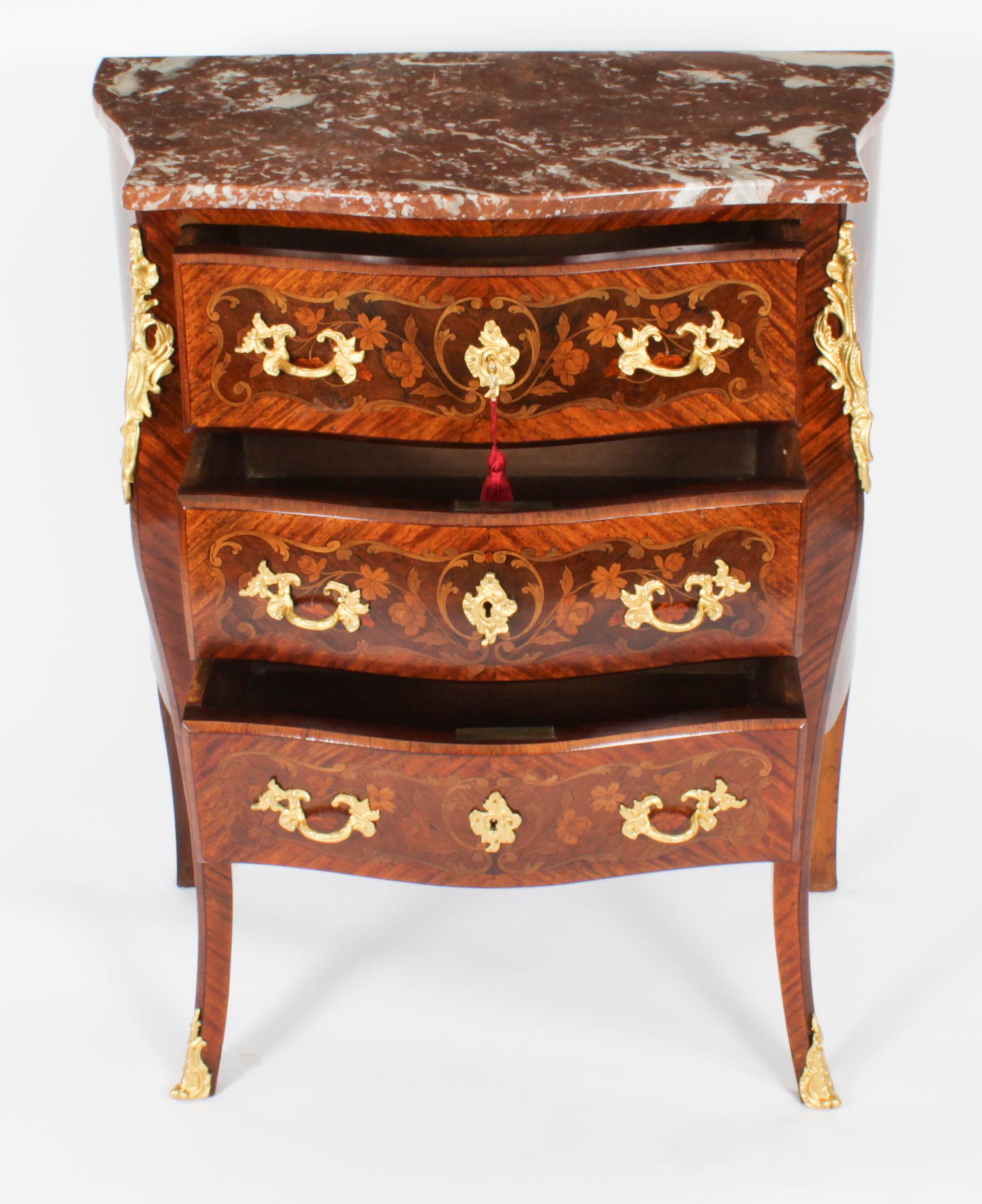 Antique French Louis Revival Walnut Marquetry Commode 19th Century For Sale 11