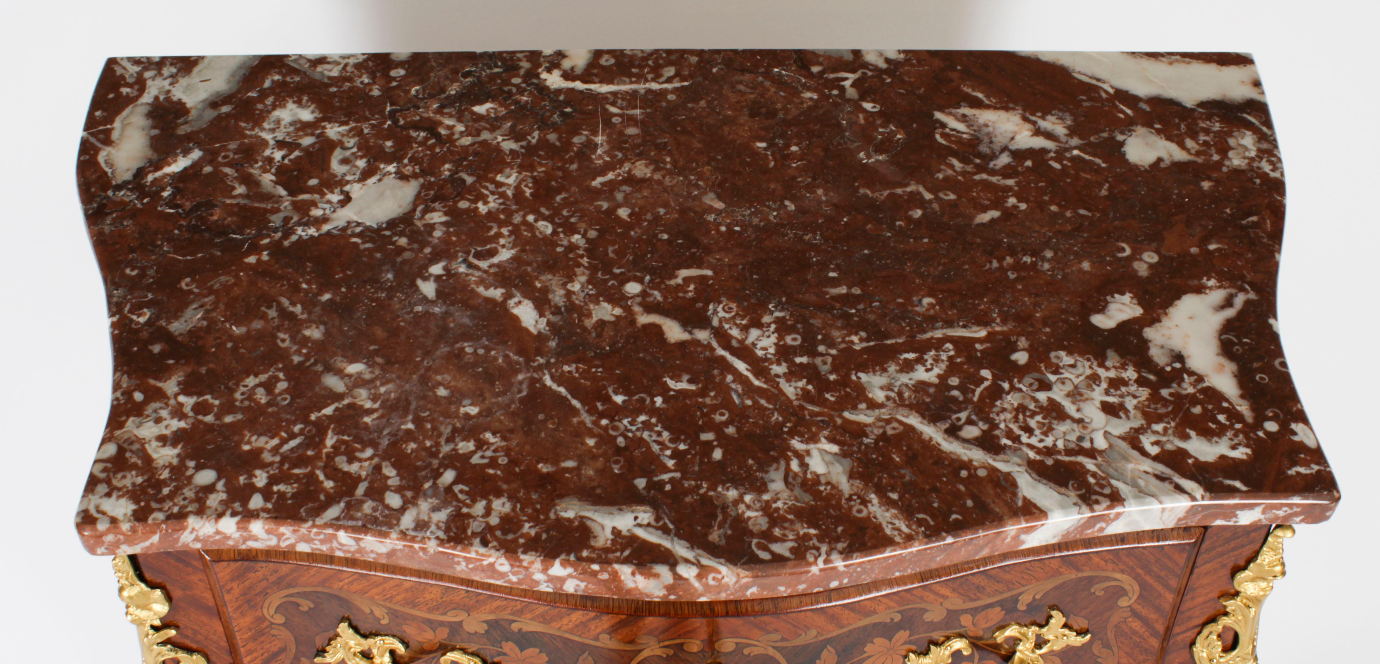 Antique French Louis Revival Walnut Marquetry Commode 19th Century In Good Condition For Sale In London, GB
