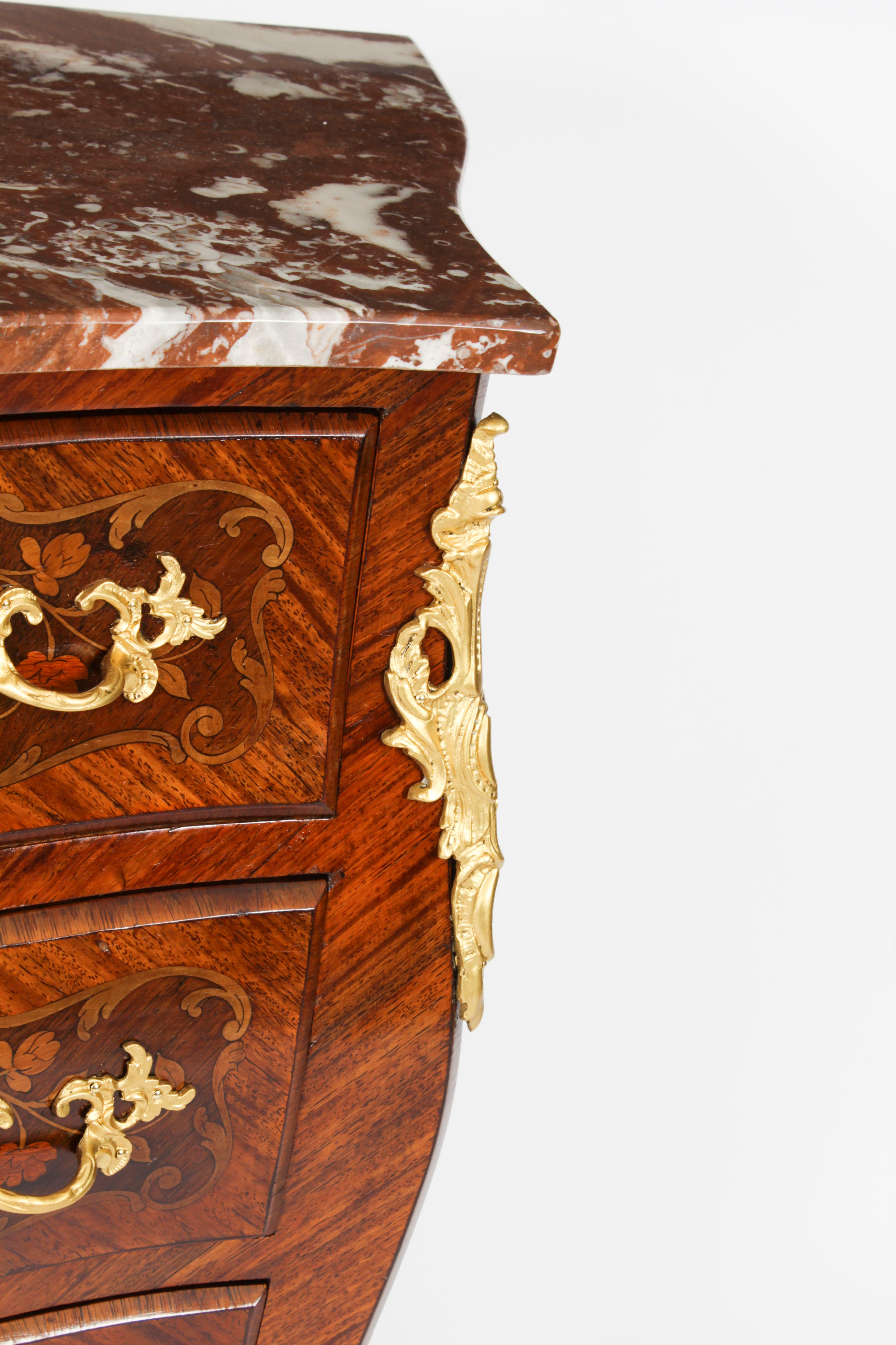 Antique French Louis Revival Walnut Marquetry Commode 19th Century For Sale 5