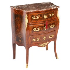 Antique French Louis Revival Walnut Marquetry Commode 19th Century
