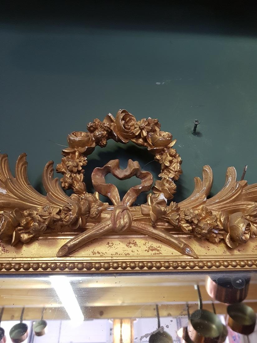 Gilt Antique French Louis Seize Style Mercury Mirror from the Mid-19th Century