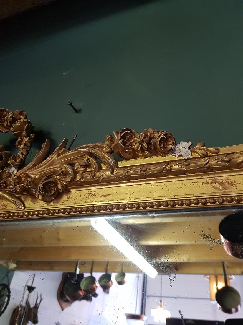 Antique French Louis Seize Style Mercury Mirror from the Mid-19th Century In Fair Condition In Raalte, NL