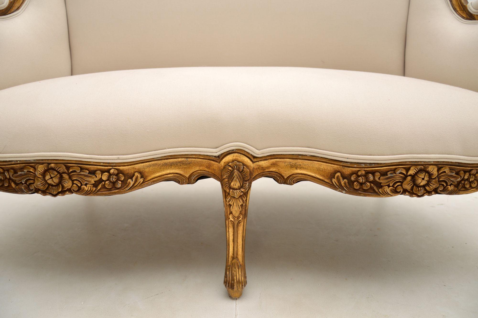 Antique French Louis Style Gilt Wood Sofa For Sale 4