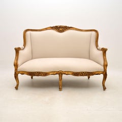 Antique French Louis XV Style Giltwood Sofa