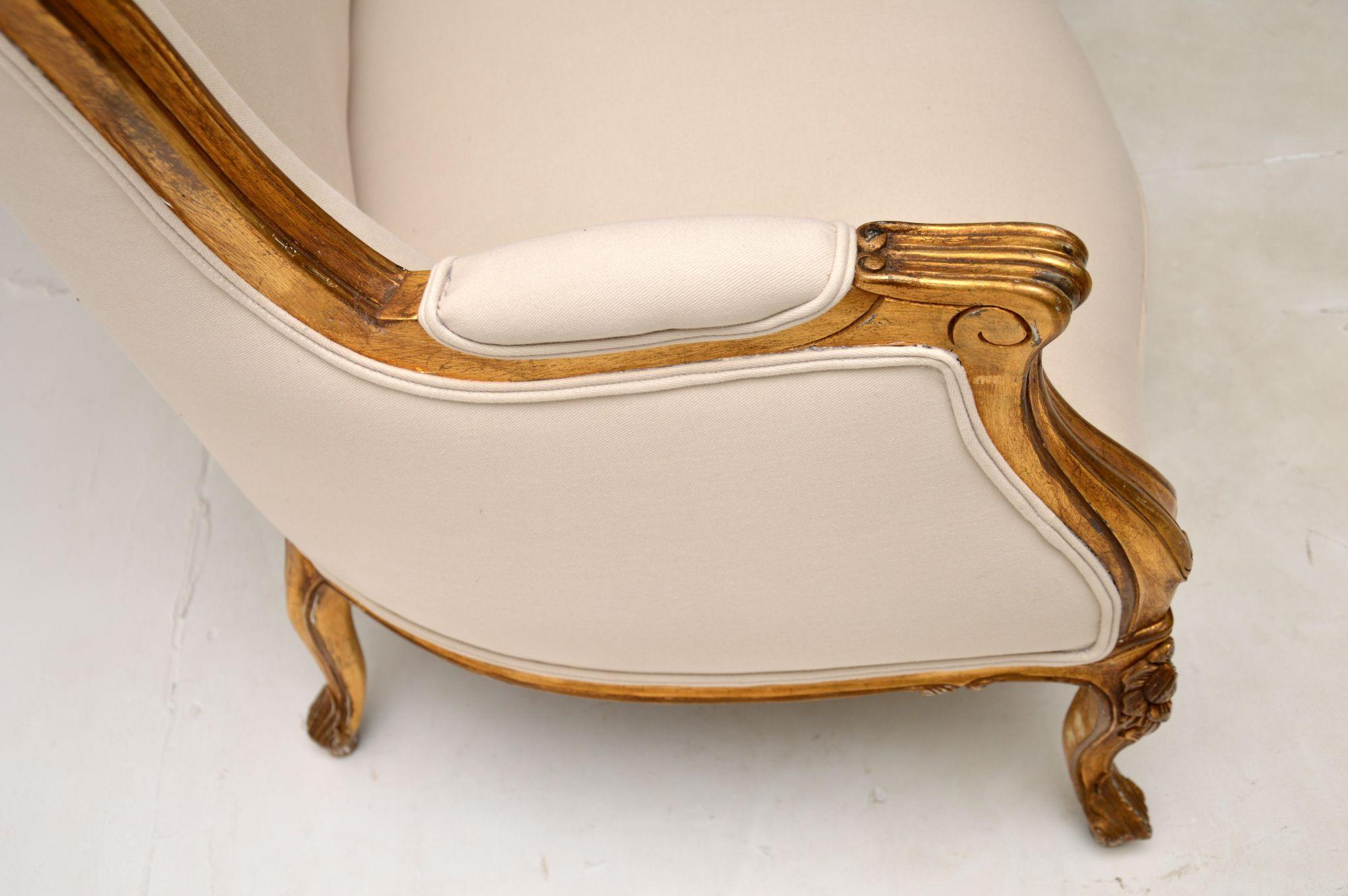 Antique French Louis Style Gilt Wood Sofa For Sale 2