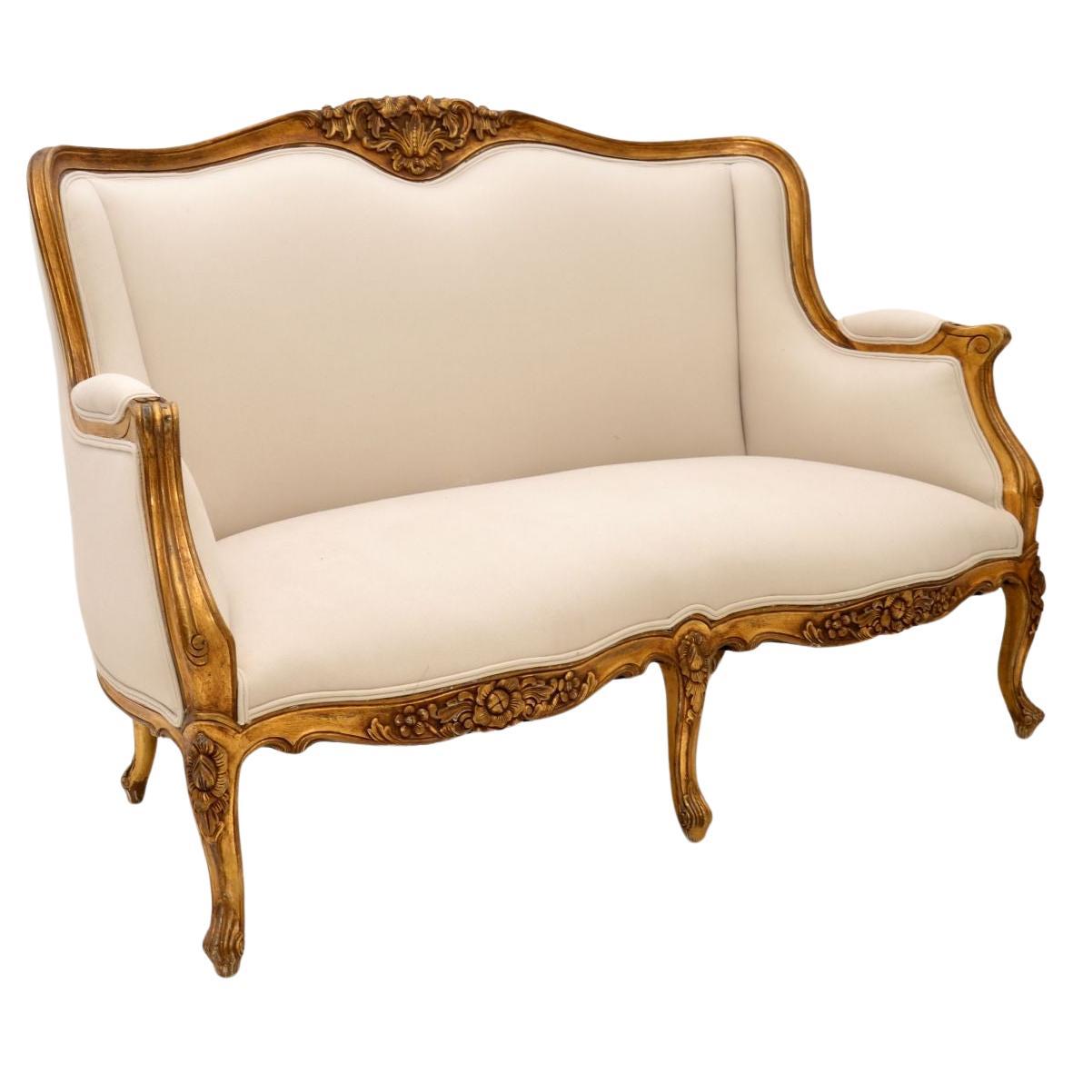 Antique French Louis Style Gilt Wood Sofa For Sale