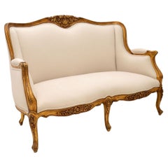 Antikes französisches Sofa aus vergoldetem Holz im Louis-Stil