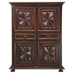 Antique French Louis XIII Armoire or Cupboard Walnut 300-Years Nice Old Patina