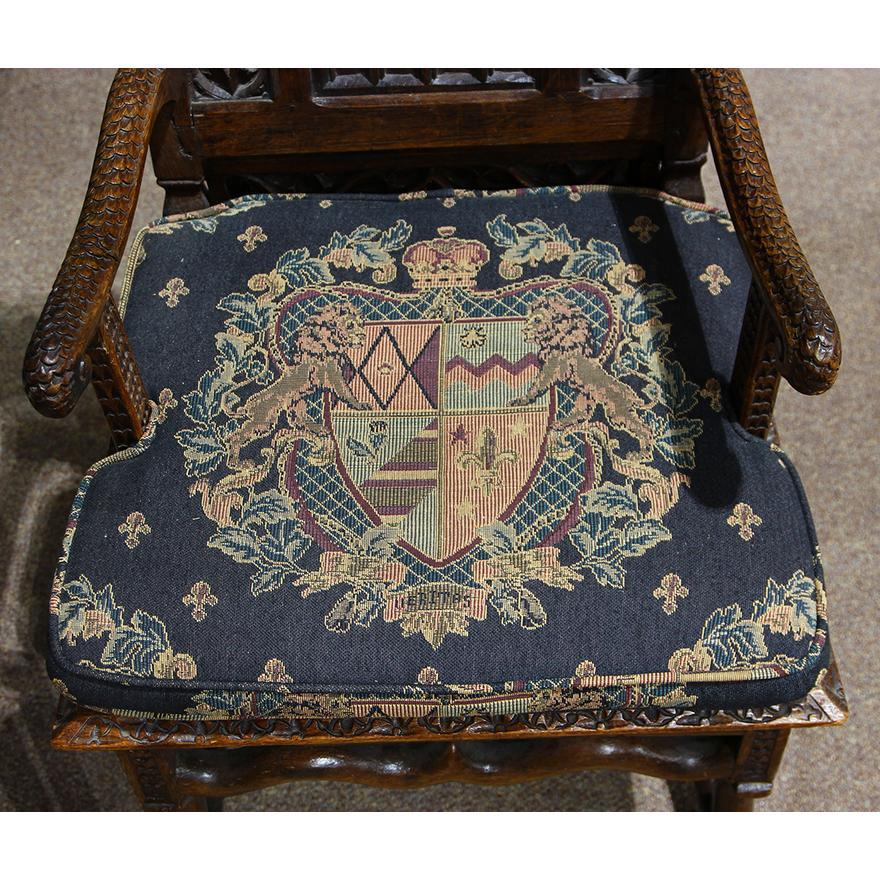 Antique French Louis XIII Highly Carved Oak Armchair Early 18th Century For Sale 3