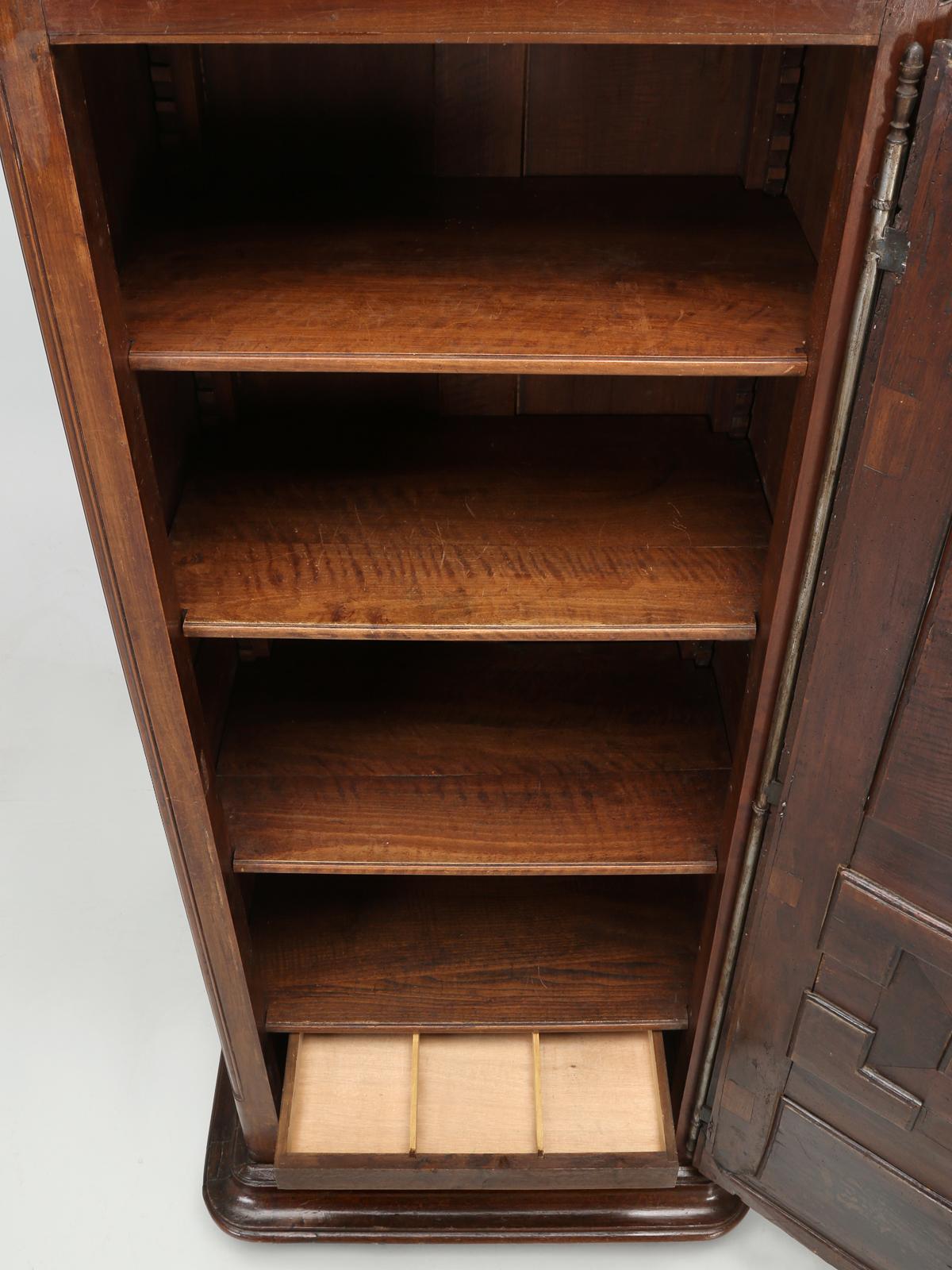 Antique French Louis XIII Style Bonnetière or Small Armoire in Figured Walnut 11