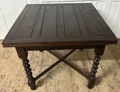 Antique French Louis XIII Style Draw Leaf Dining Table with Barley Twist Legs