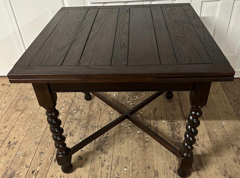 Antique French Louis XIII Style Draw Leaf Dining Table with Barley Twist Legs In Good Condition For Sale In Sheffield, MA