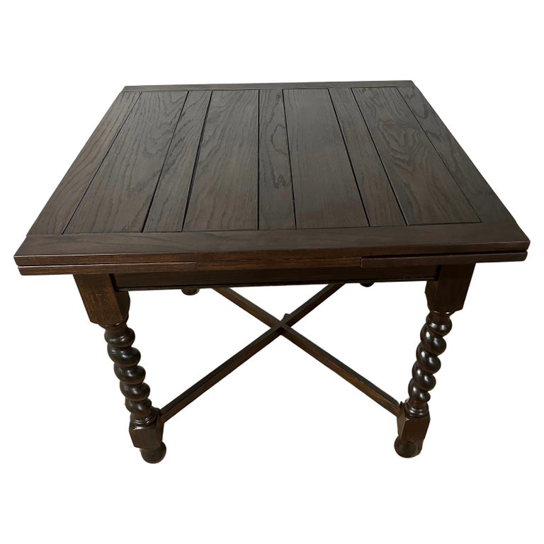 Antique French Louis XIII Style Draw Leaf Dining Table with Barley Twist Legs For Sale