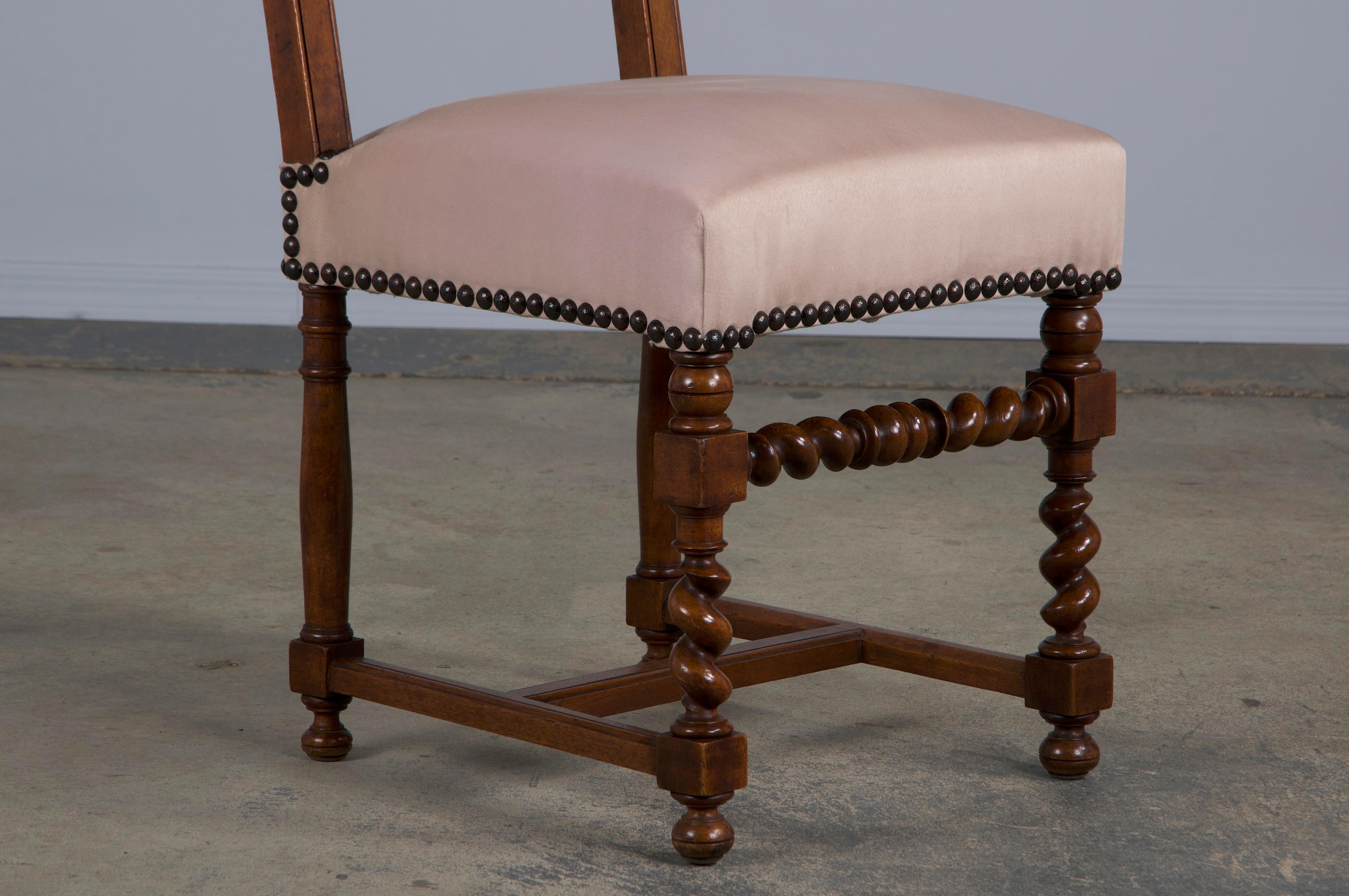Antique French Louis XIII Style Ladder Back Walnut Dining Chairs - Set of 8 4