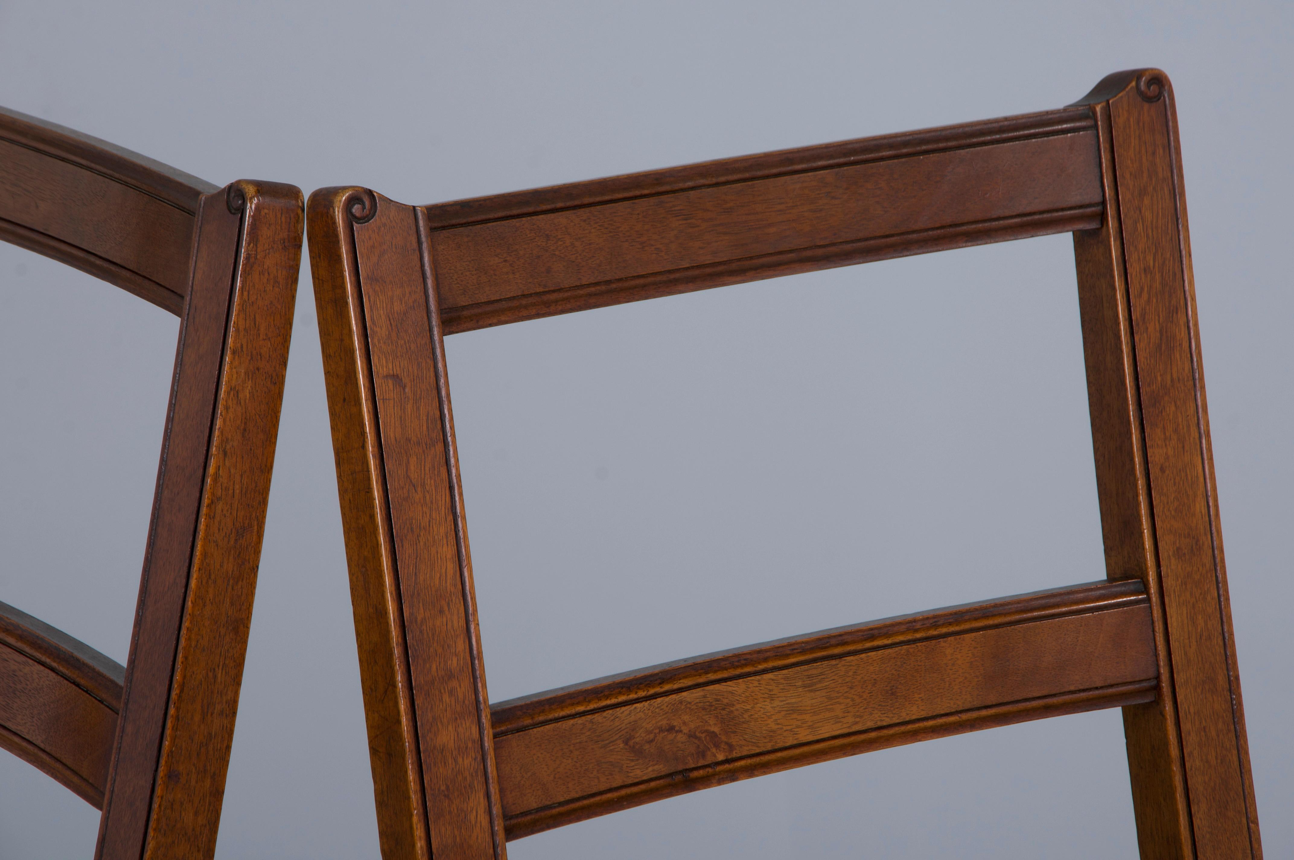 Antique French Louis XIII Style Ladder Back Walnut Dining Chairs - Set of 8 7