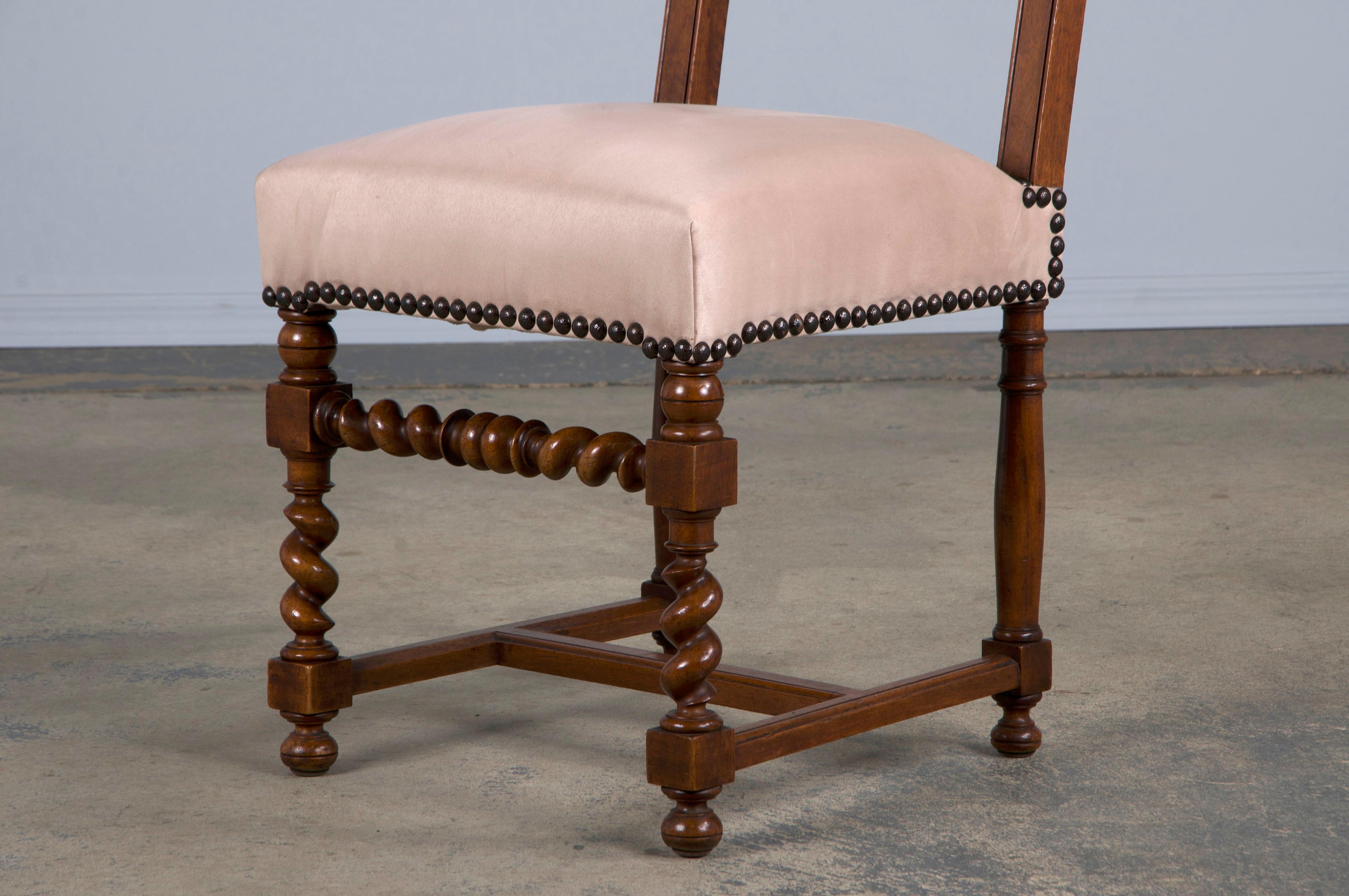 Antique French Louis XIII Style Ladder Back Walnut Dining Chairs - Set of 8 8