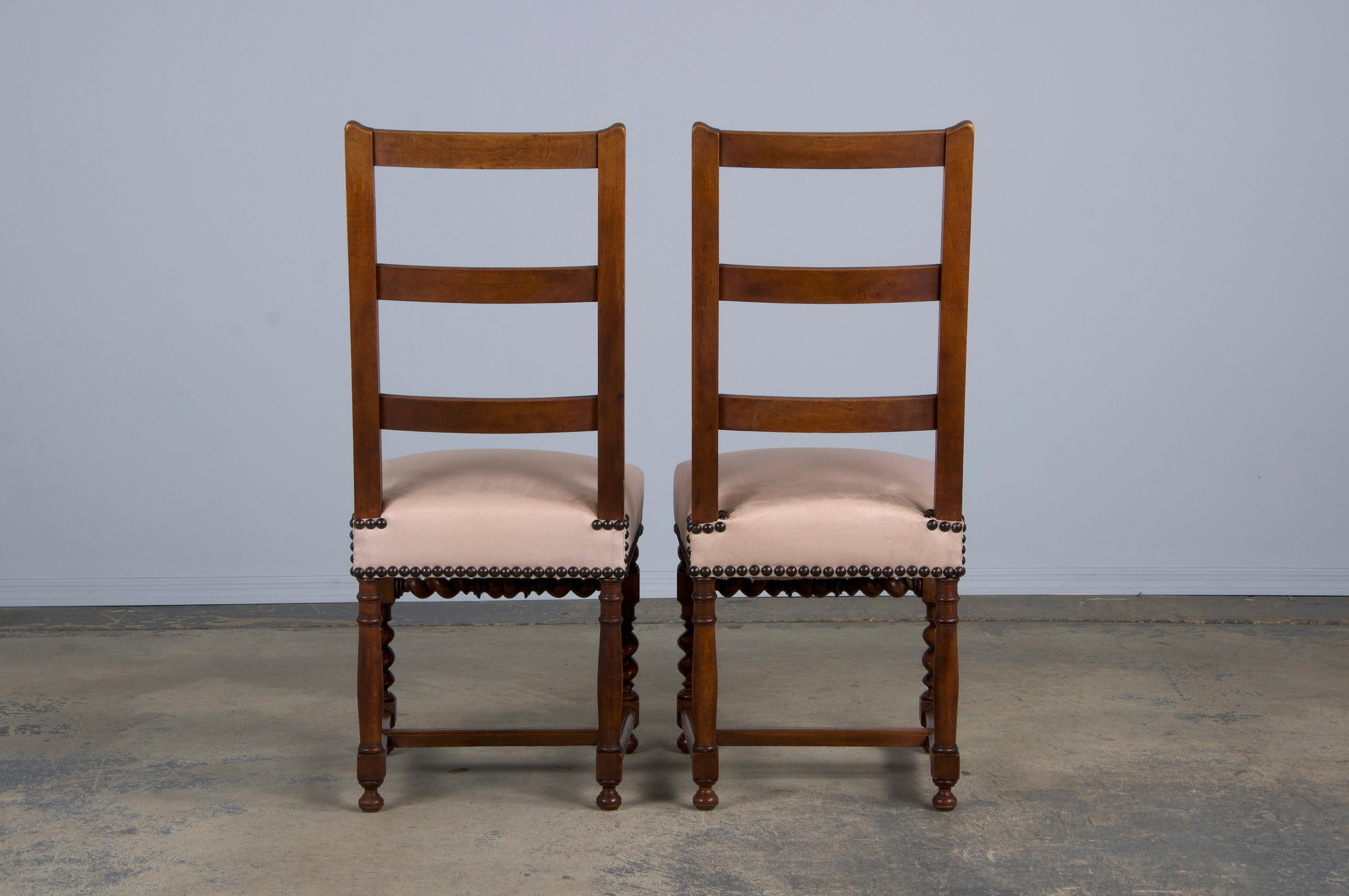 Antique French Louis XIII Style Ladder Back Walnut Dining Chairs - Set of 8 10
