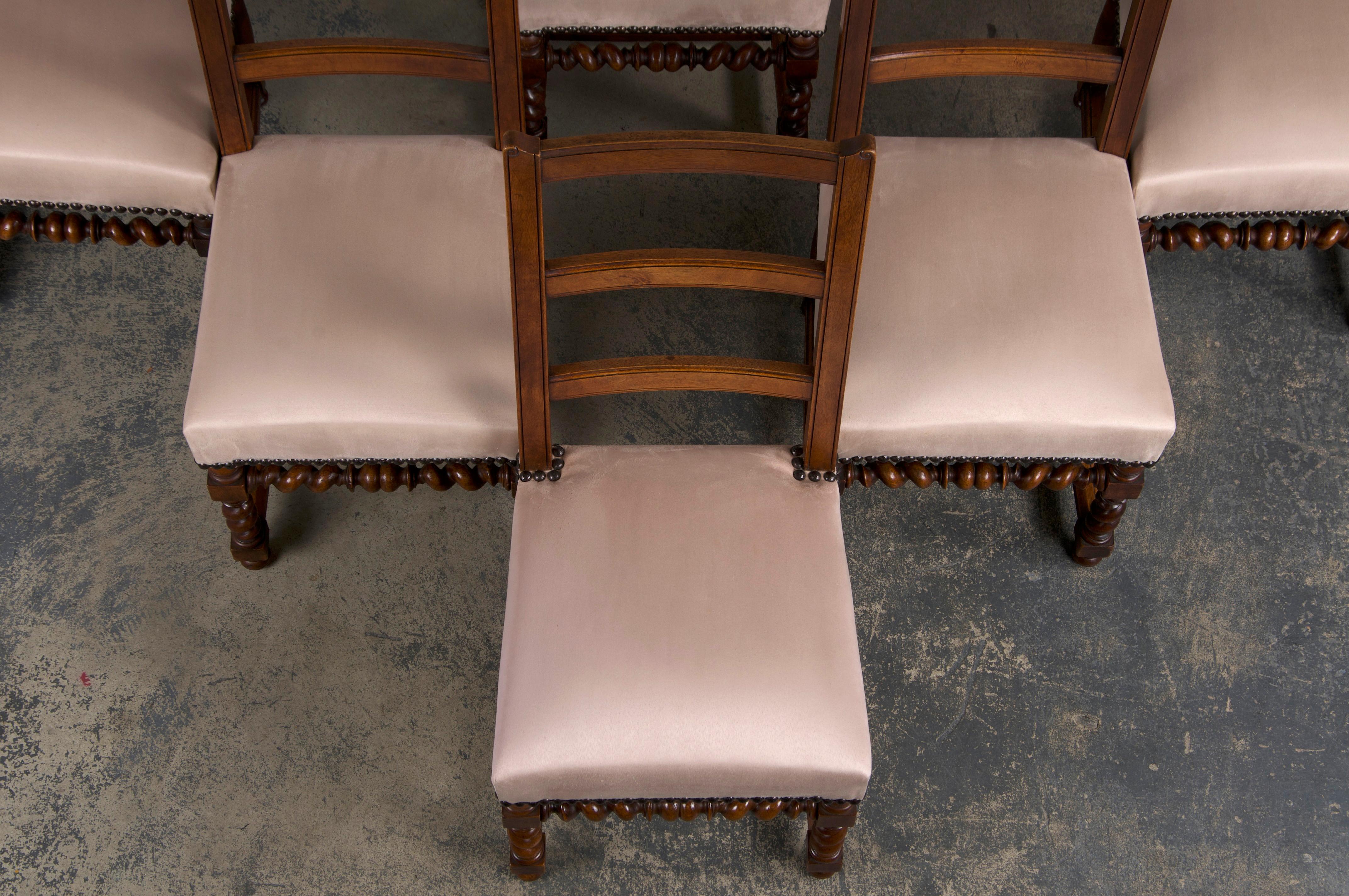 19th Century Antique French Louis XIII Style Ladder Back Walnut Dining Chairs - Set of 8