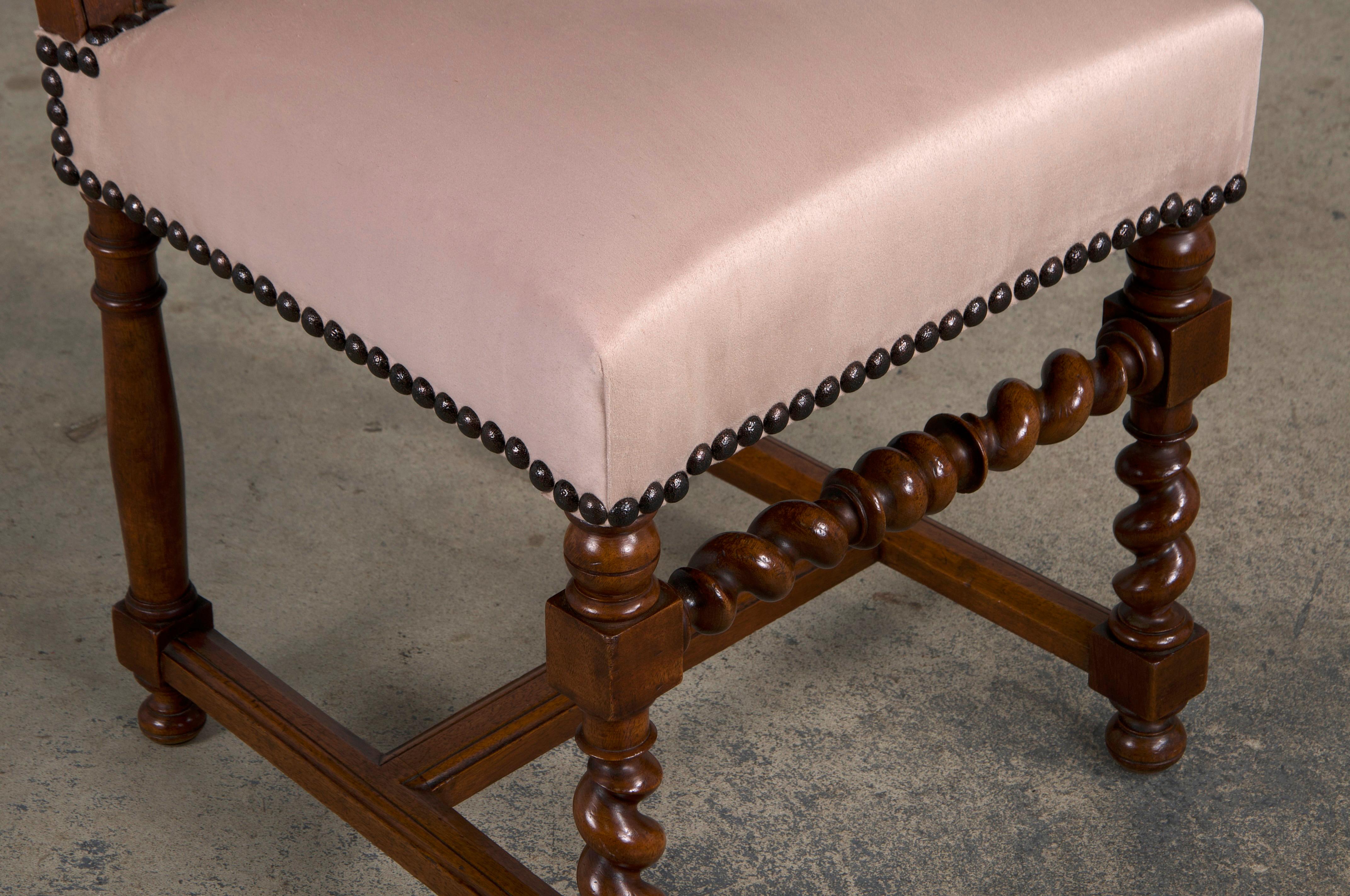 Antique French Louis XIII Style Ladder Back Walnut Dining Chairs - Set of 8 3