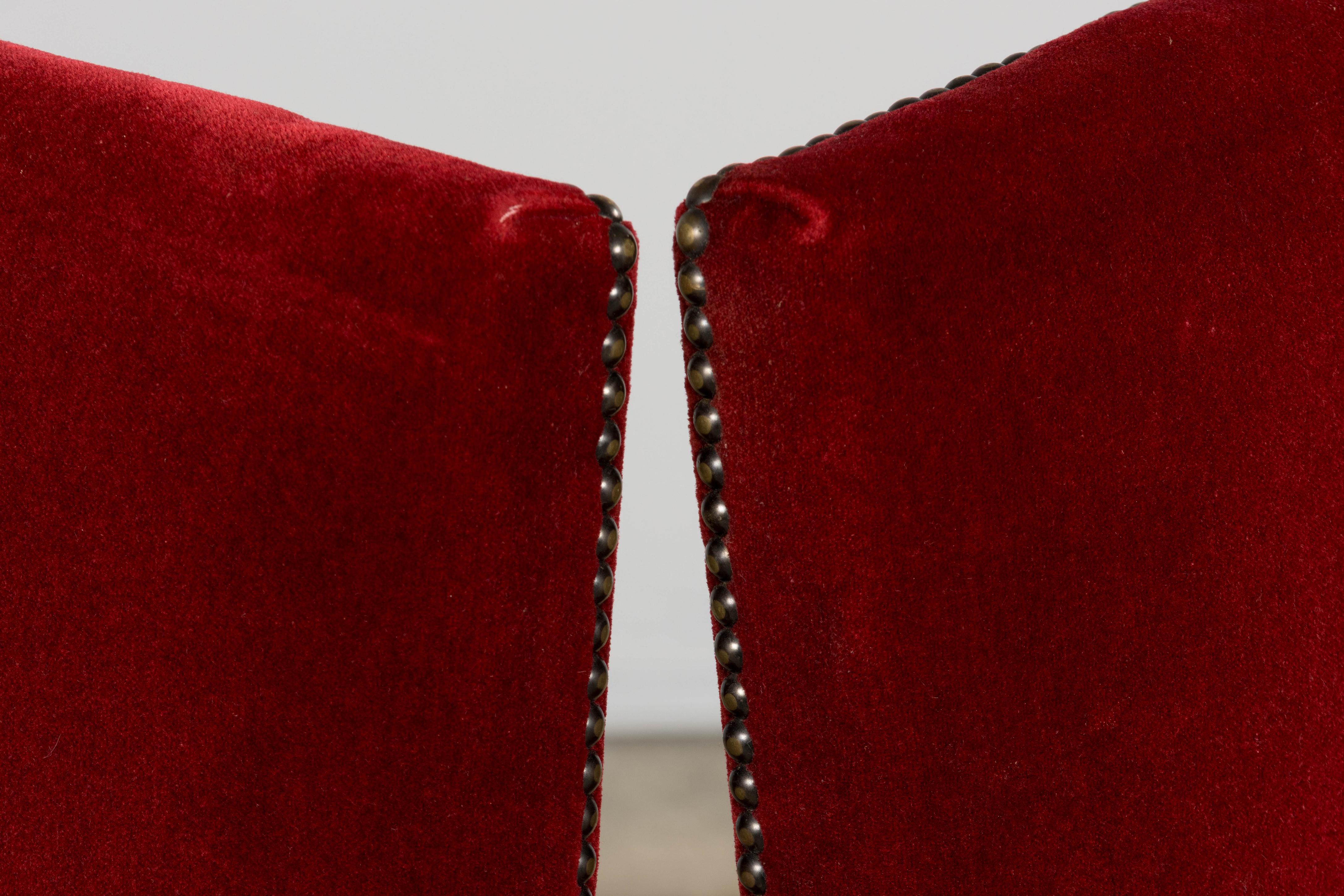 Antique French Louis XIII Style Maple Dining Chairs in Red Velvet - Set of 10 For Sale 12