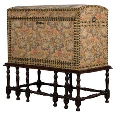 Antique French Louis XIII Style Needlepoint Tapestry Chest Bar