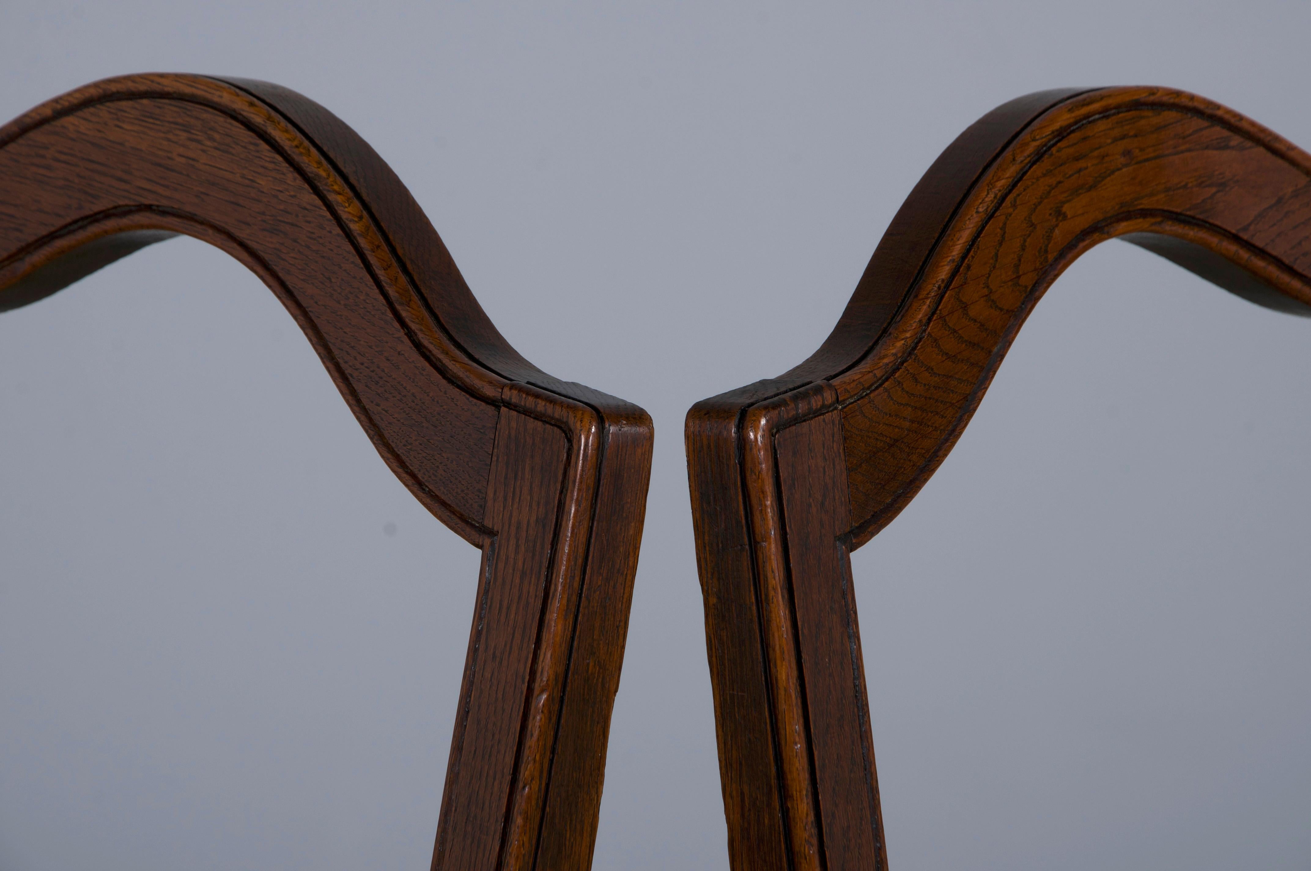Antique French Louis XIII Style Oak Dining Chairs W/ Plaid Fabric - Set of 8 6