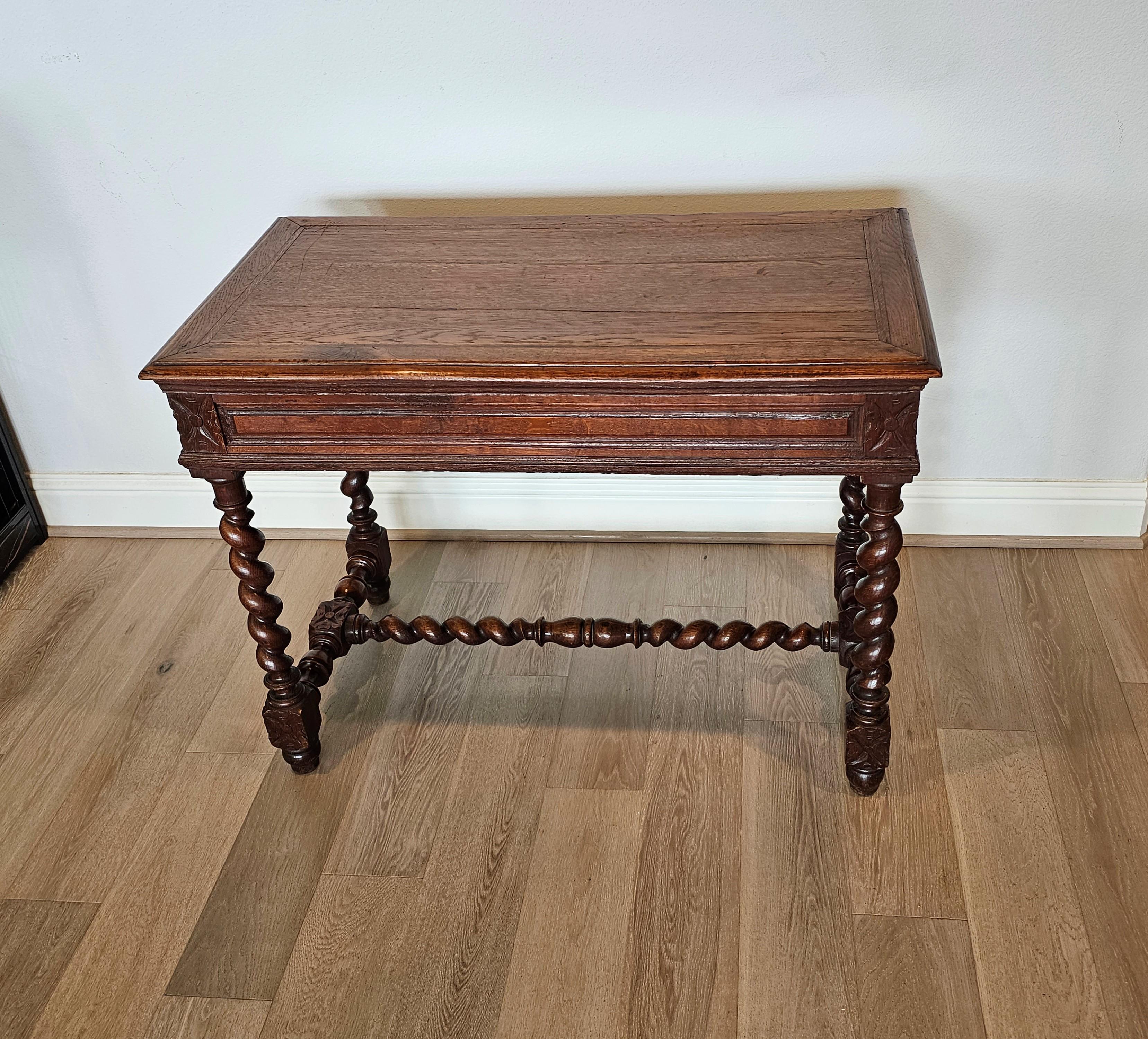 Antique French Louis XIII Style Oak Writing Table 8