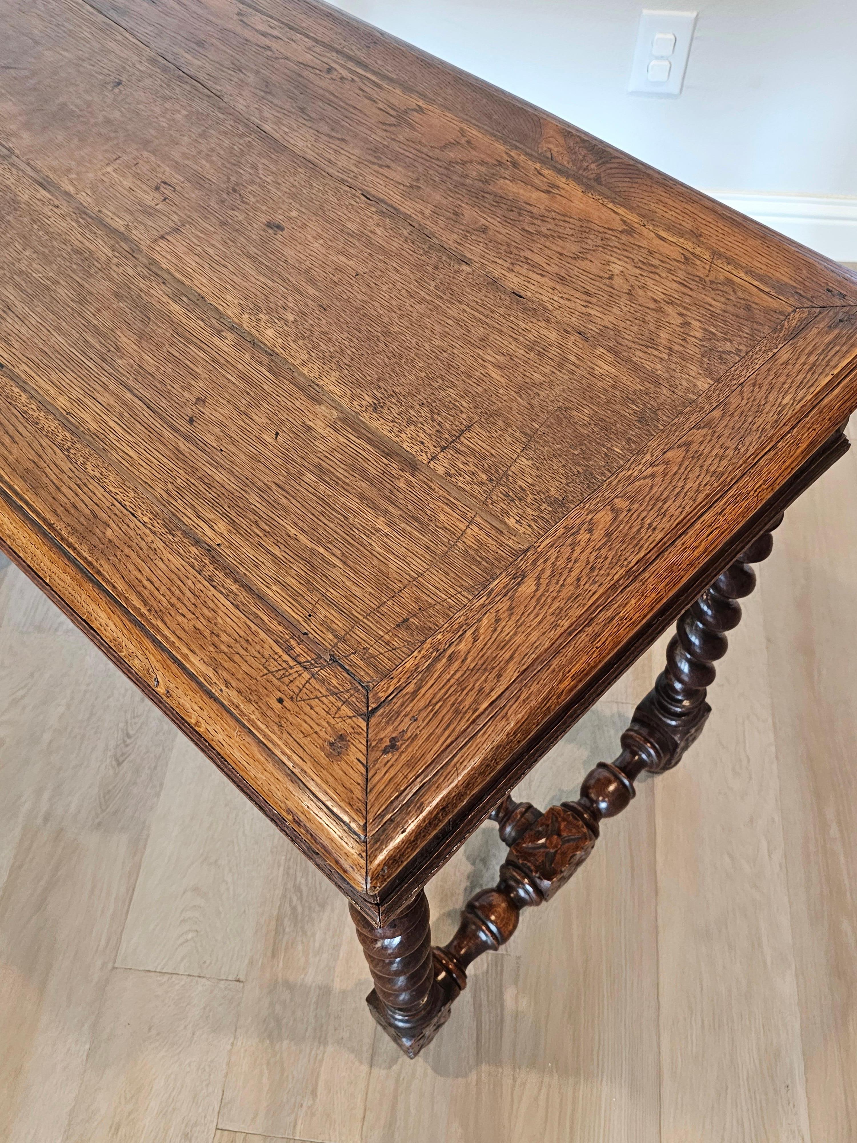 Antique French Louis XIII Style Oak Writing Table 10