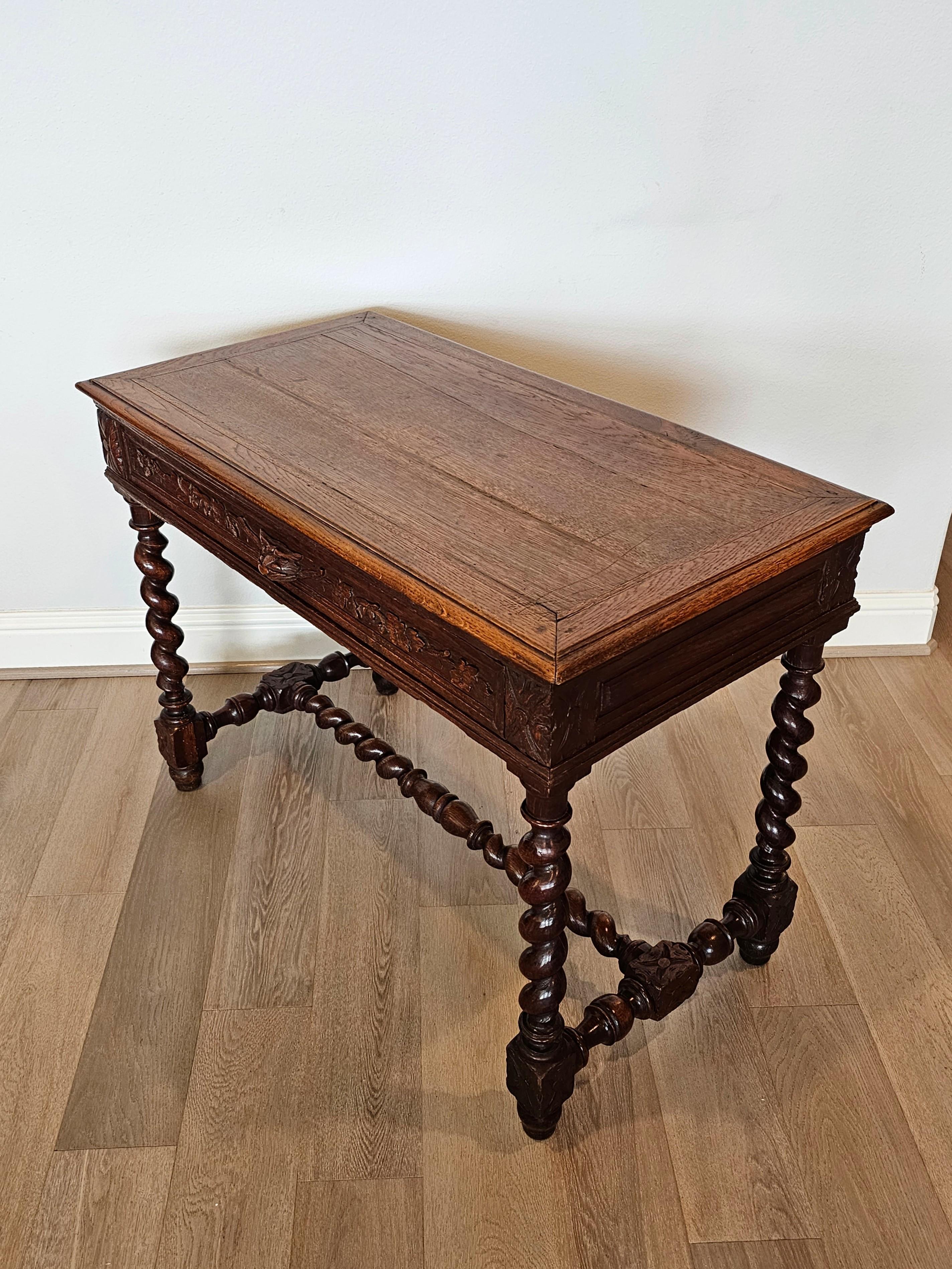 Antique French Louis XIII Style Oak Writing Table 3