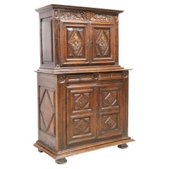 Antique French Louis XIII Style Tall Double Buffet Cupboard