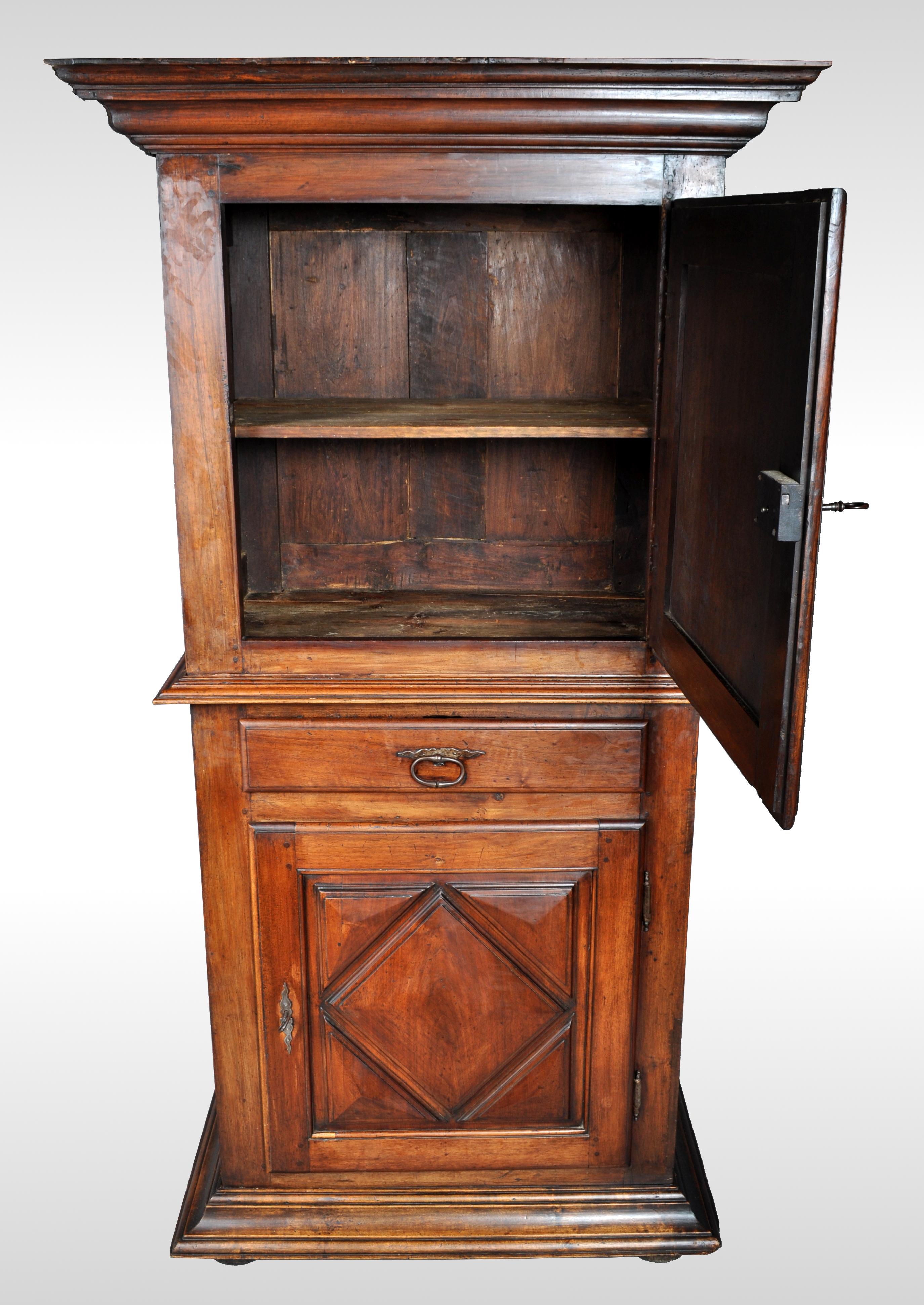 Antique French Louis XIII Walnut Cabinet / Armoire / Bonnetiere, circa 1750 In Good Condition In Portland, OR