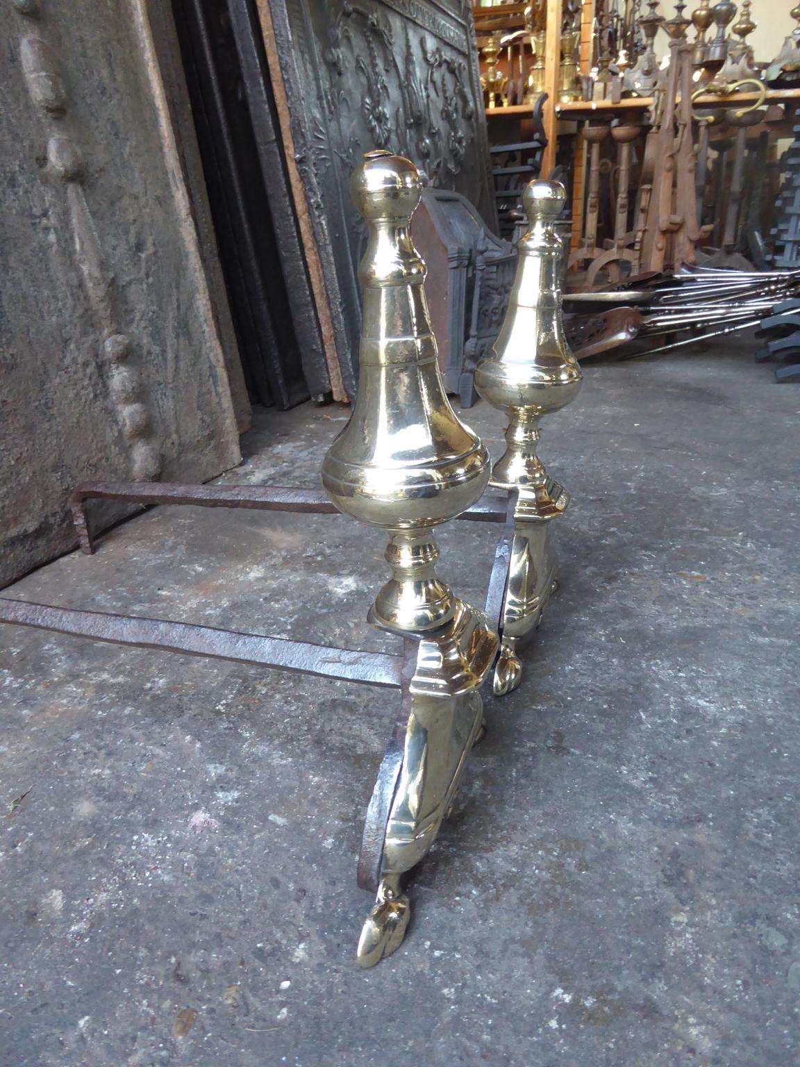 Antique French Louis XIV Andirons or Firedogs, 17th Century For Sale 4
