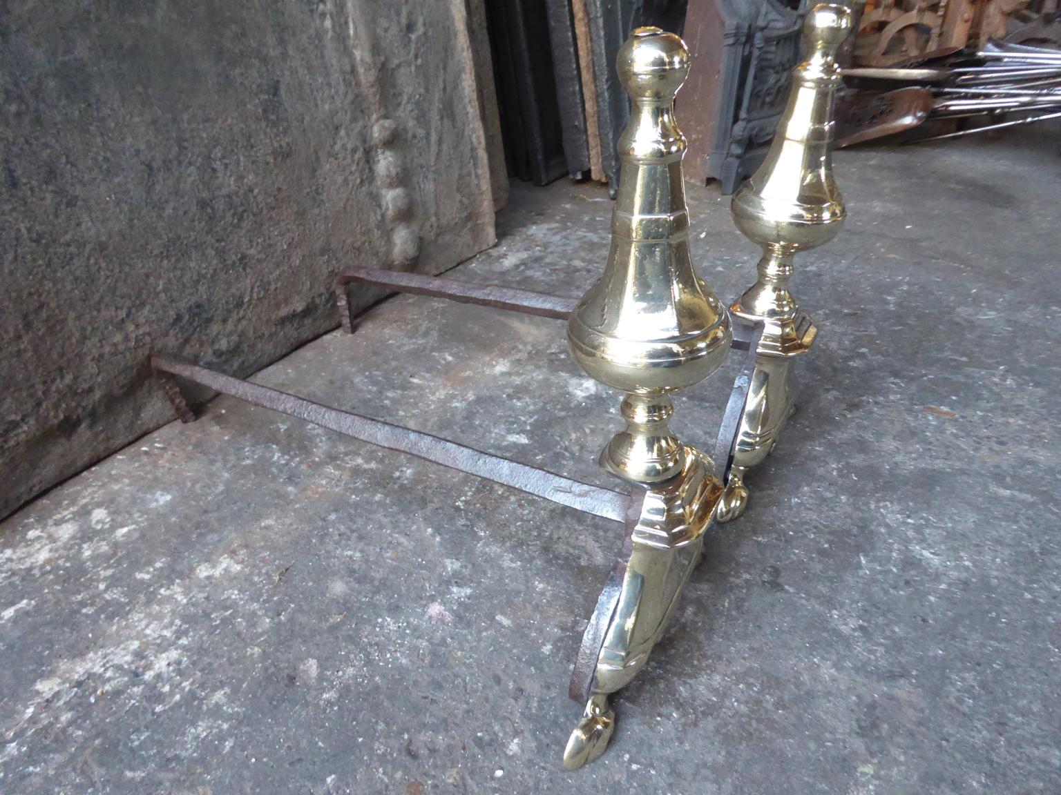 Antique French Louis XIV Andirons or Firedogs, 17th Century For Sale 5