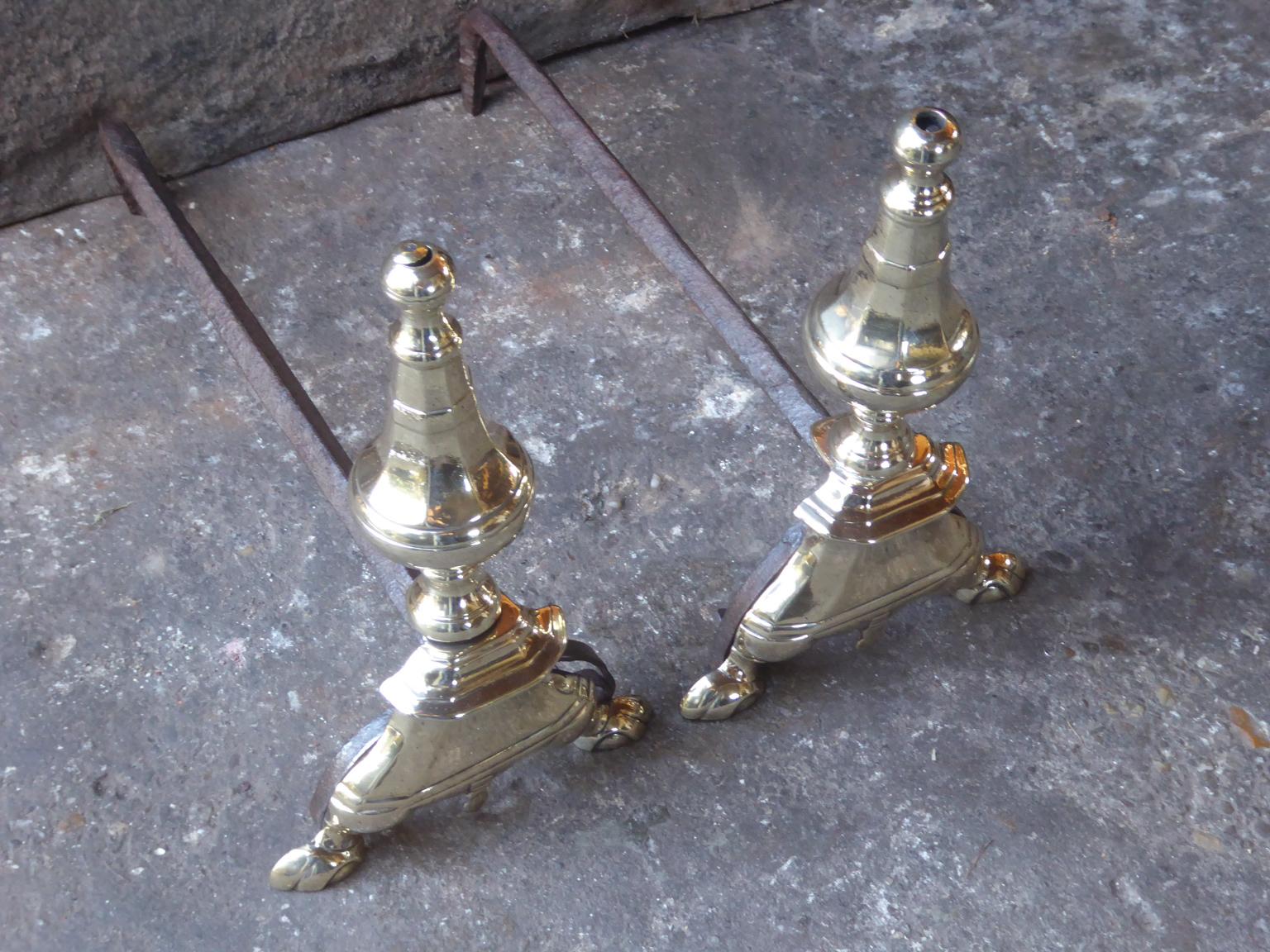 Antique French Louis XIV Andirons or Firedogs, 17th Century In Good Condition For Sale In Amerongen, NL