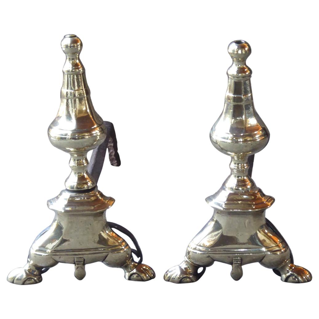 Antique French Louis XIV Andirons or Firedogs, 17th Century For Sale