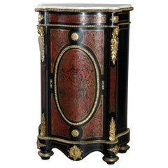 Cabinet ancien français de style Louis XIV en boulle:: laque:: marbre et bronze doré figuratif