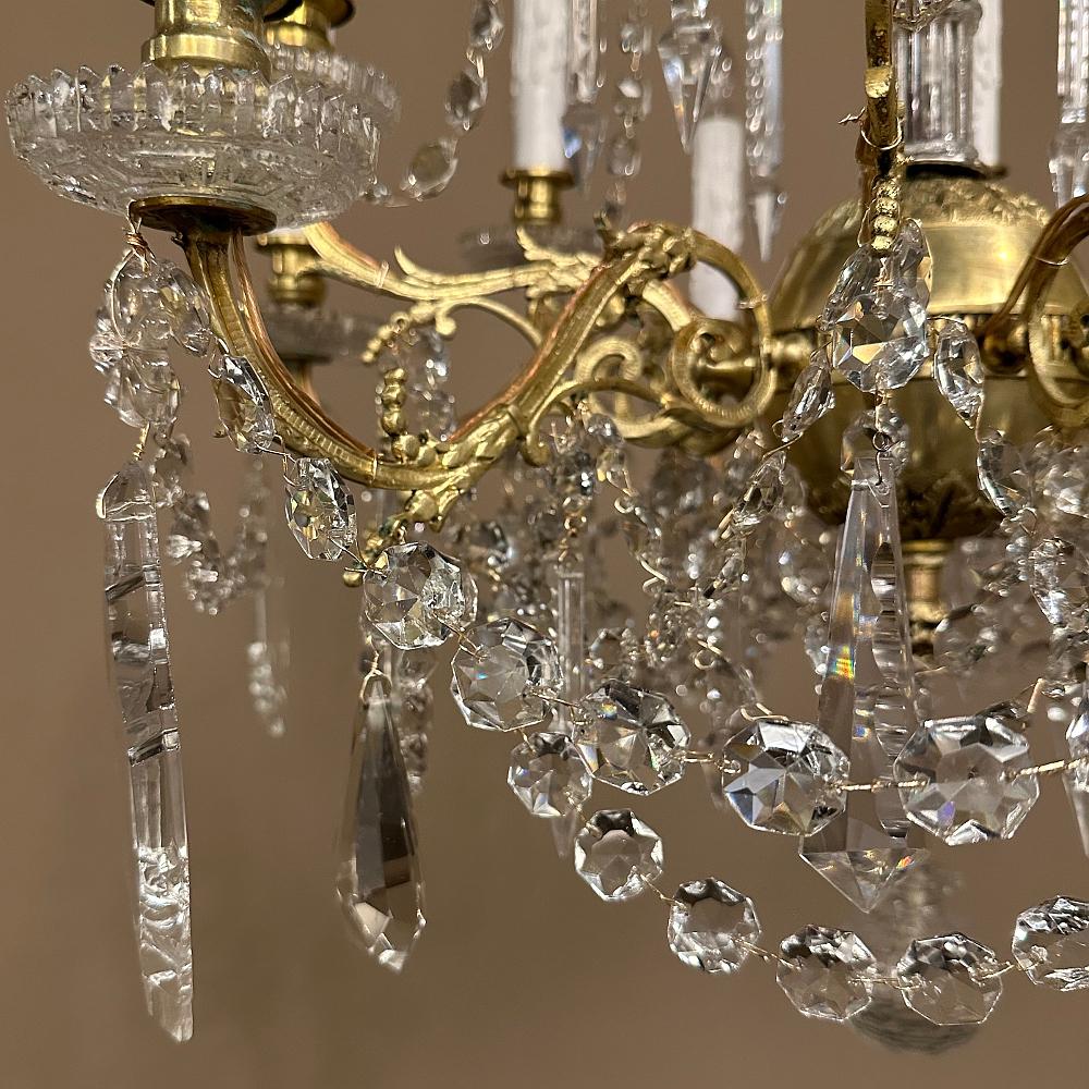 Lustre français ancien Louis XIV en laiton et cristal en vente 5