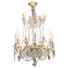 Antique French Louis XIV Brass & Crystal Chandelier