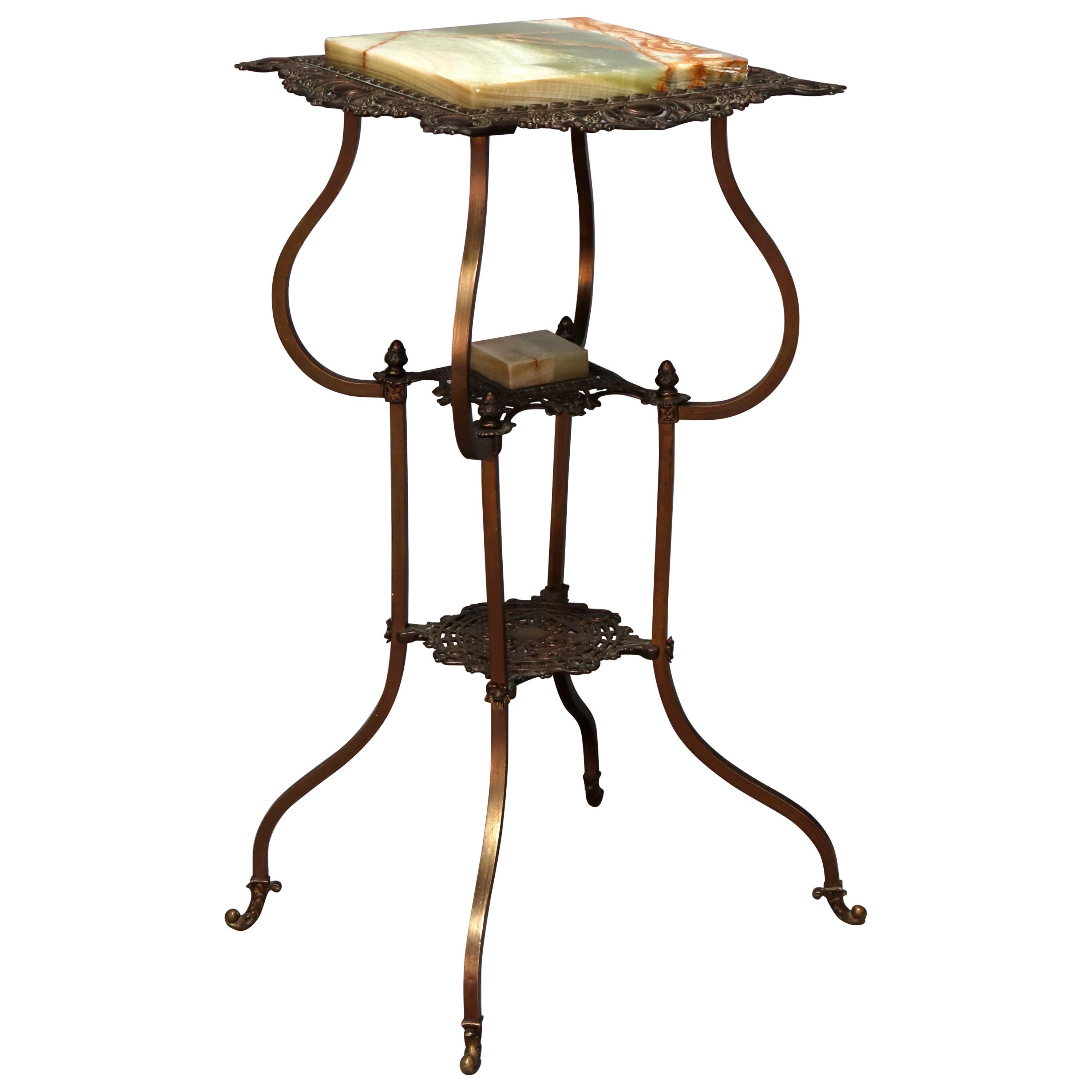 Antique French Louis XIV Bronze and Onyx Plant Stand, circa 1880