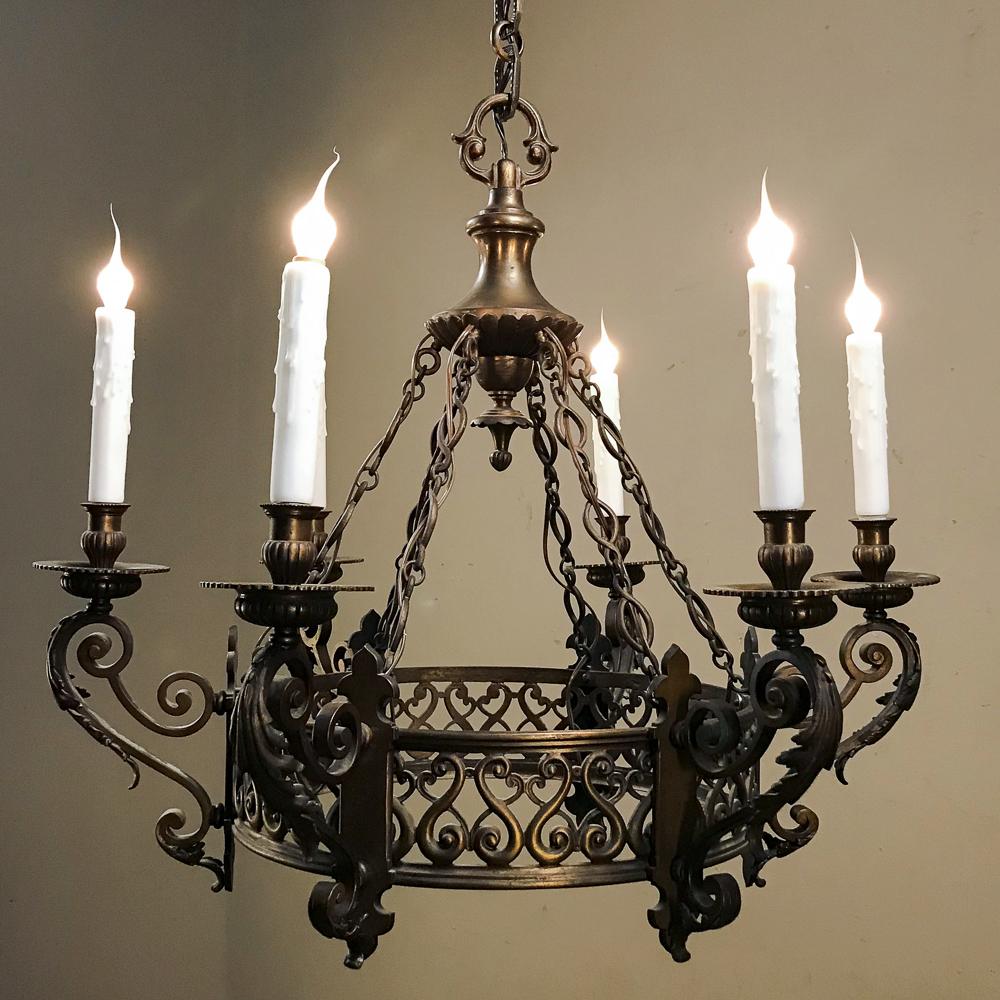 Hand-Crafted Antique French Louis XIV Bronze Chandelier