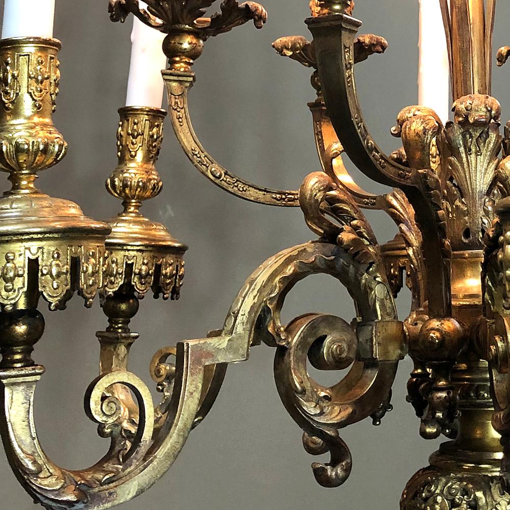 Antique French Louis XIV Bronze Chandelier (20. Jahrhundert)