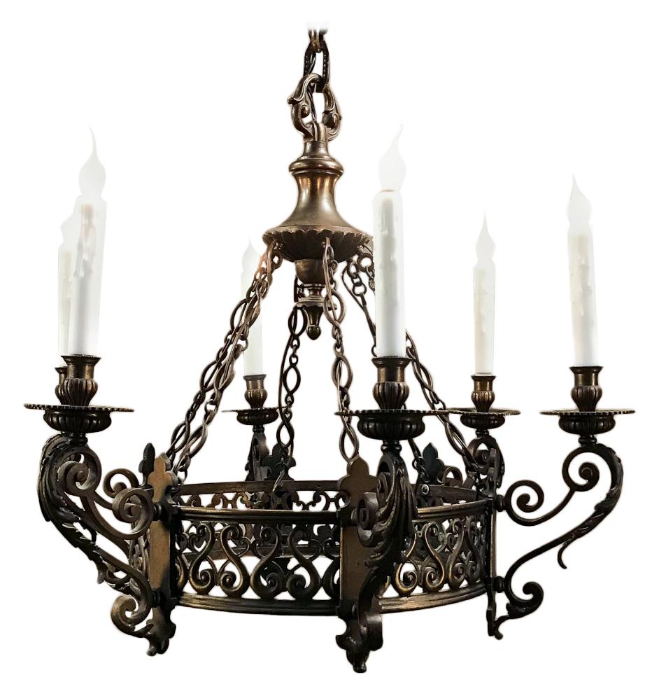 Antique French Louis XIV Bronze Chandelier