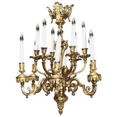 Antique French Louis XIV Bronze Chandelier