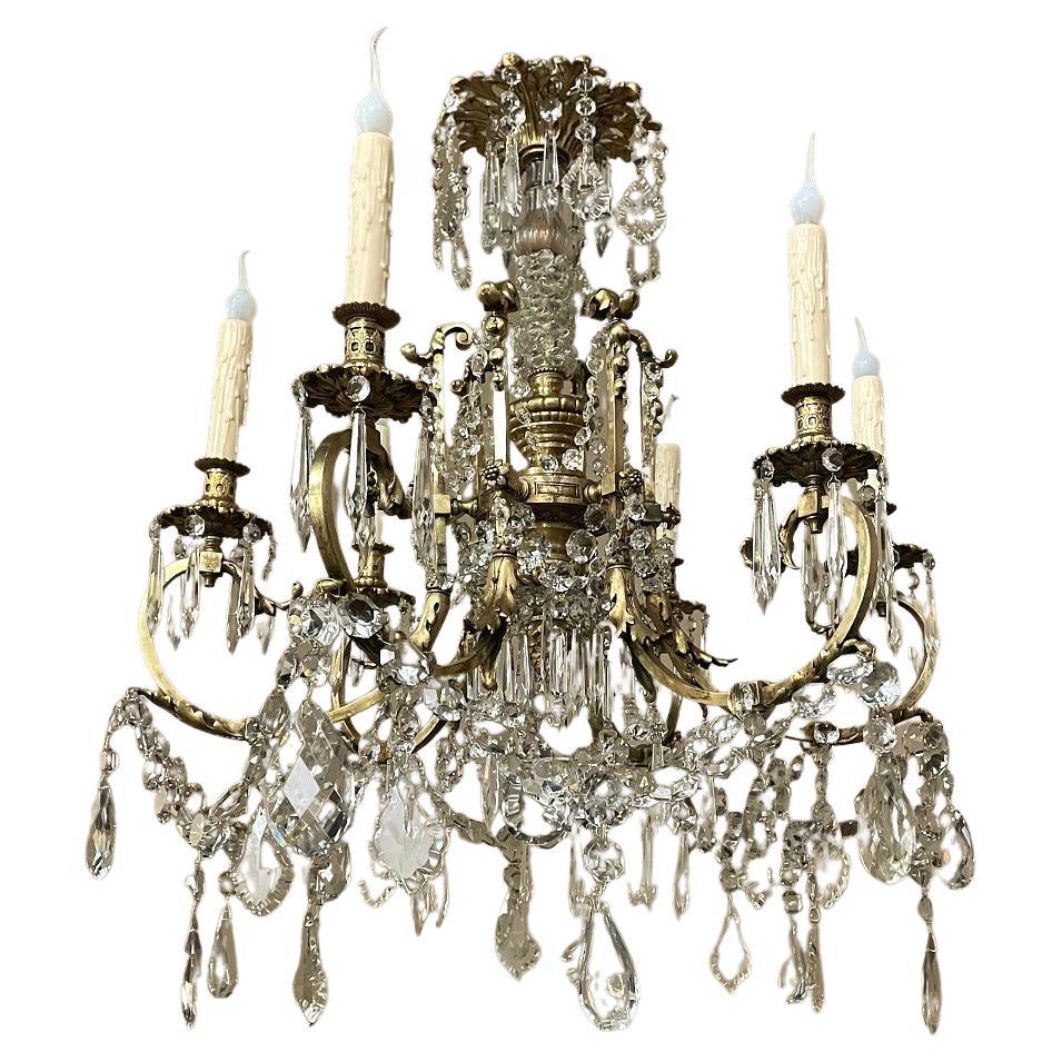 Antique Bronze and Crystal Chandelier at 1stDibs