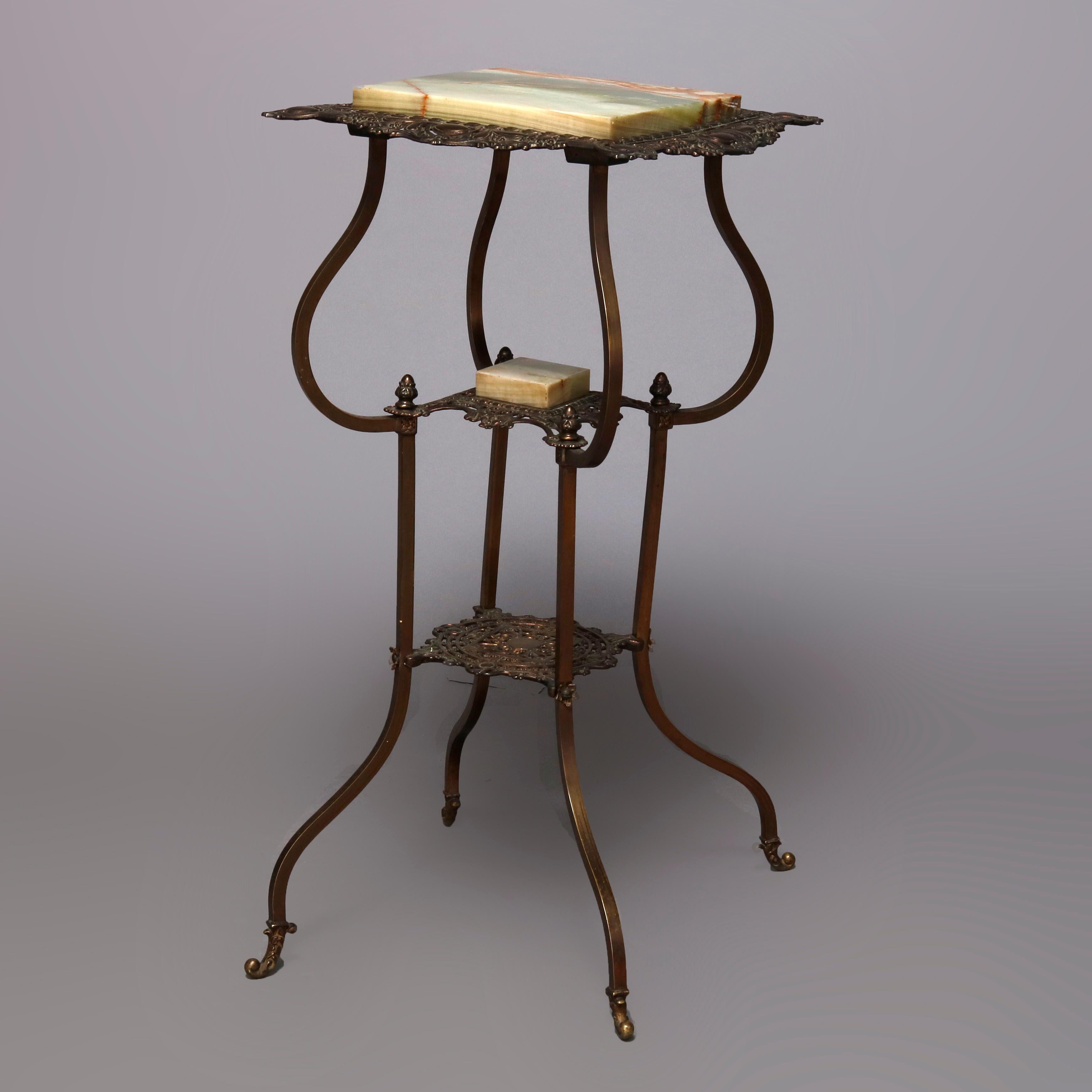 Antique French Louis XIV Bronze and Onyx Plant Stand, circa 1880 In Good Condition In Big Flats, NY