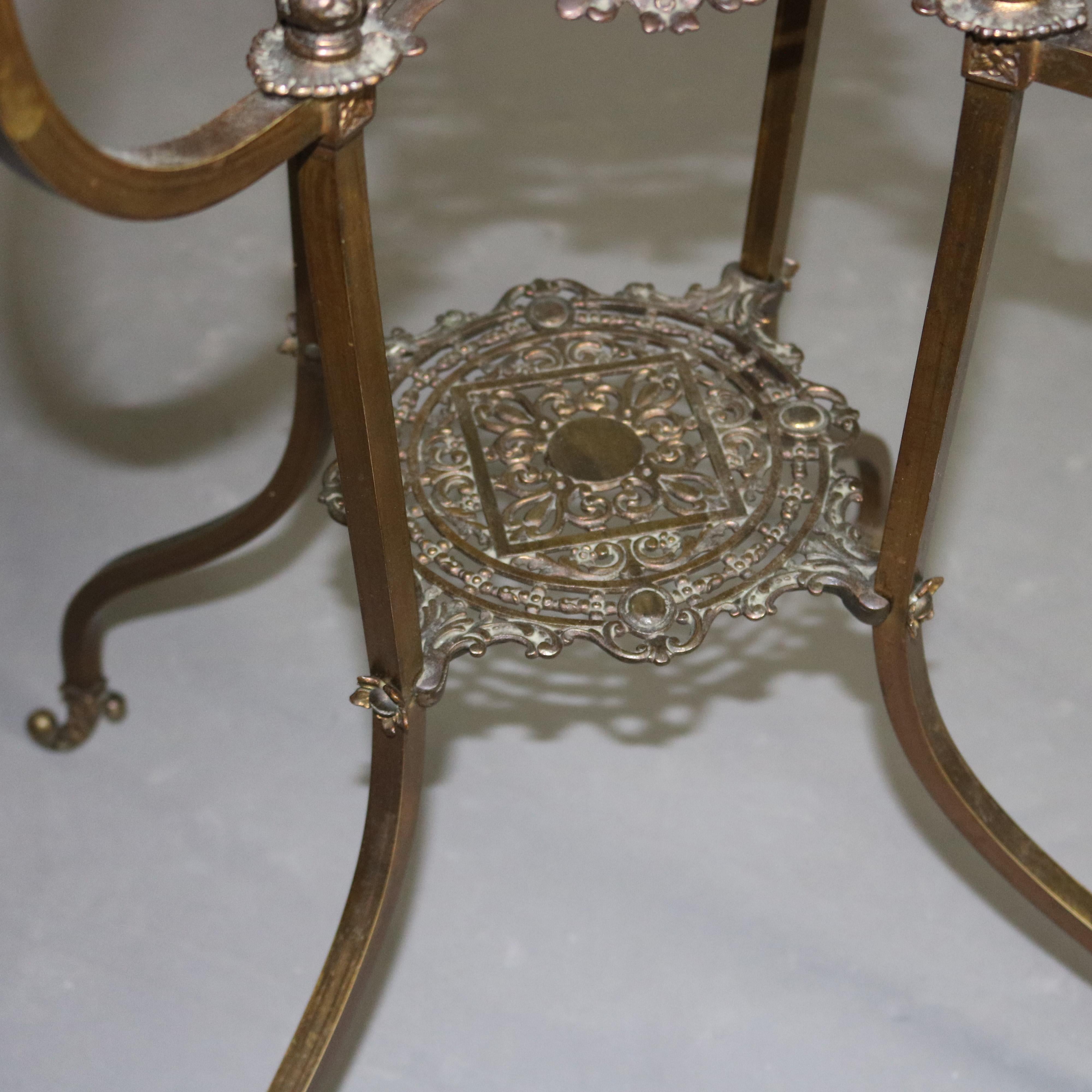 19th Century Antique French Louis XIV Bronze and Onyx Plant Stand, circa 1880