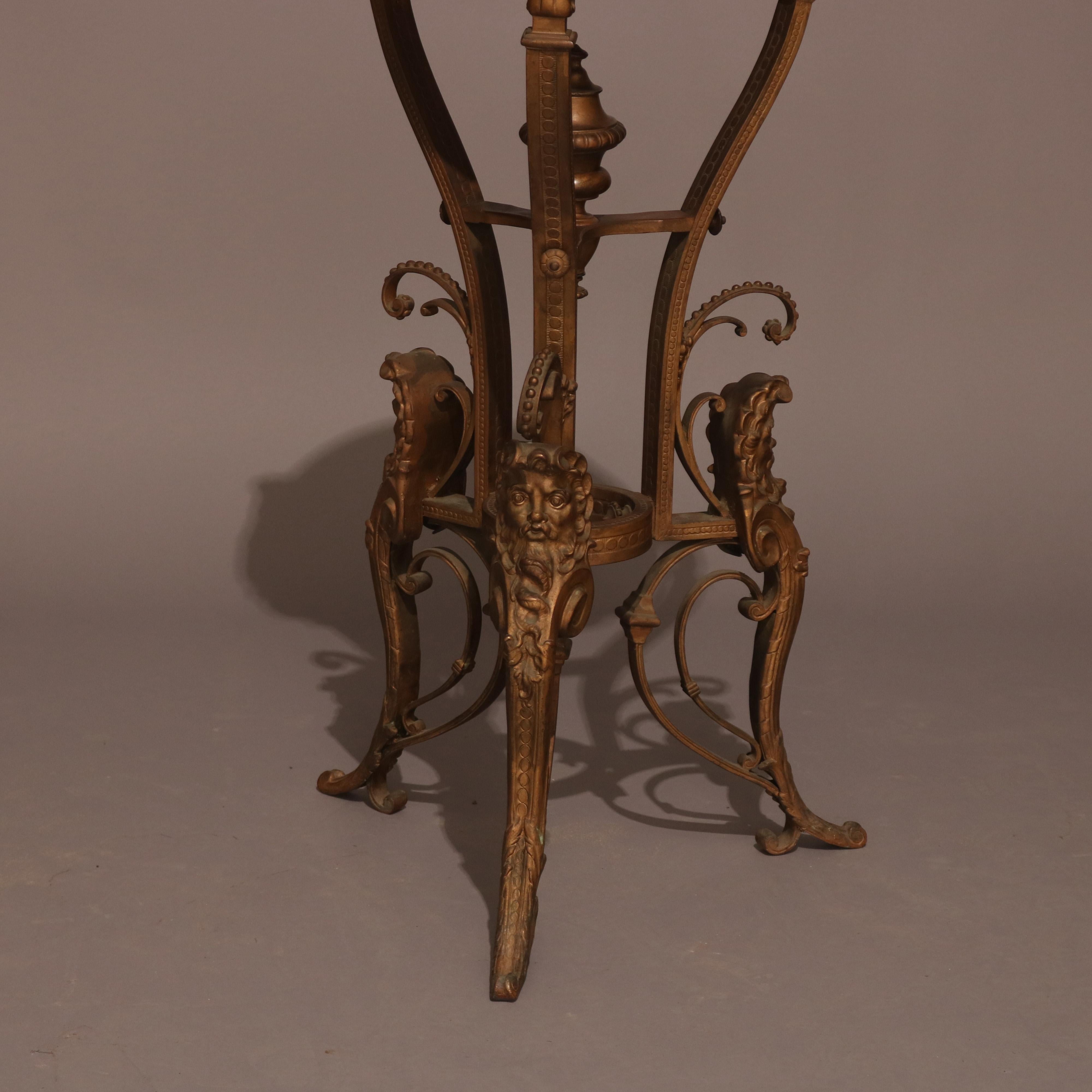 Antique French Louis XIV Bronzed and Marble Figural Sculpture Display Stand In Good Condition In Big Flats, NY